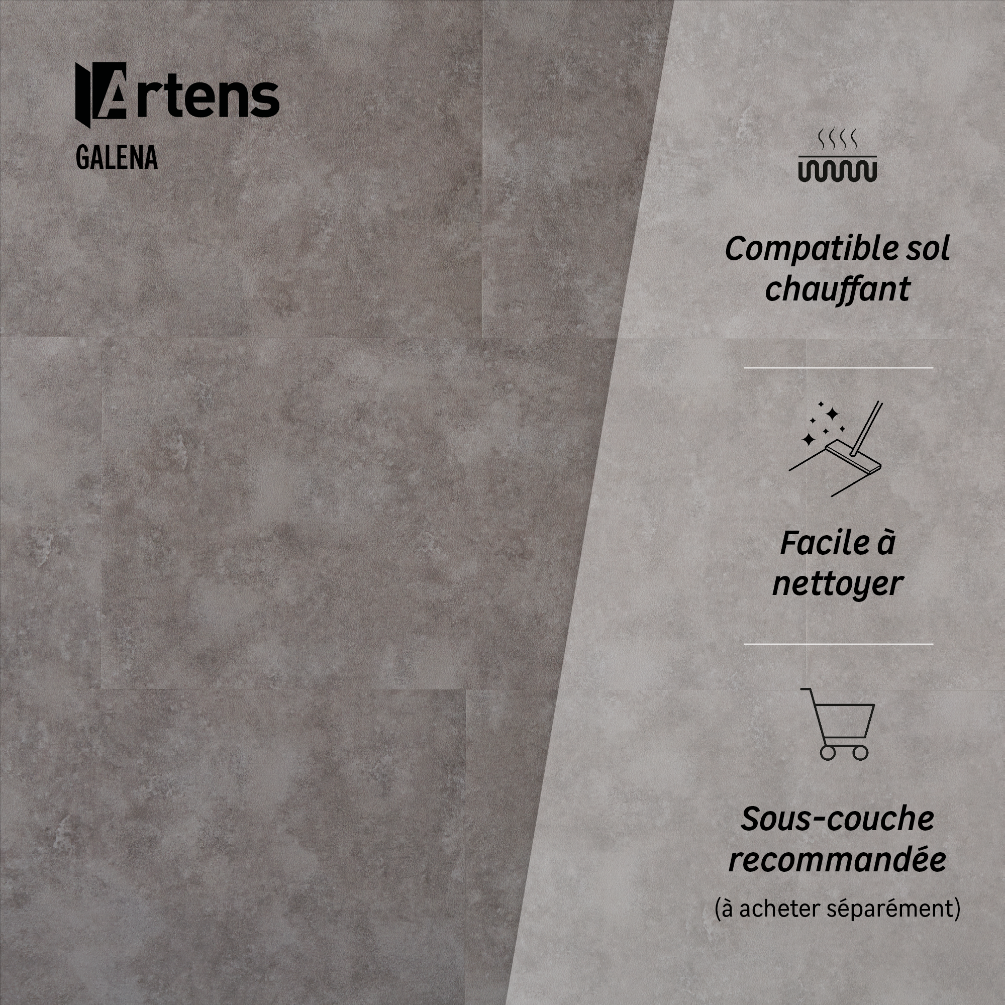 Dalle PVC auto-adhésif medio ARTENS Shy effet ciment - 11