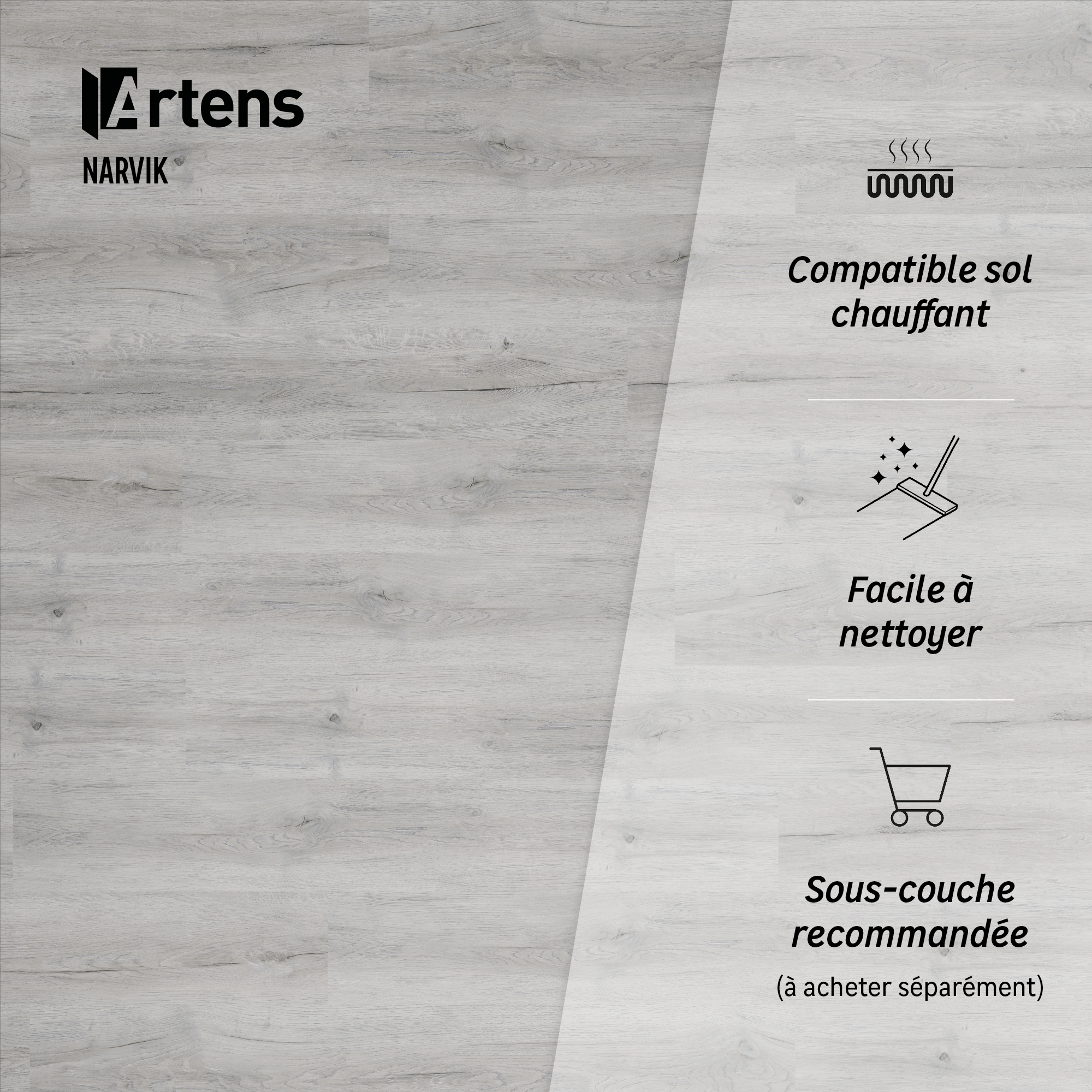 Lame PVC clipsable forte ARTENS Narvik bois gris - 5
