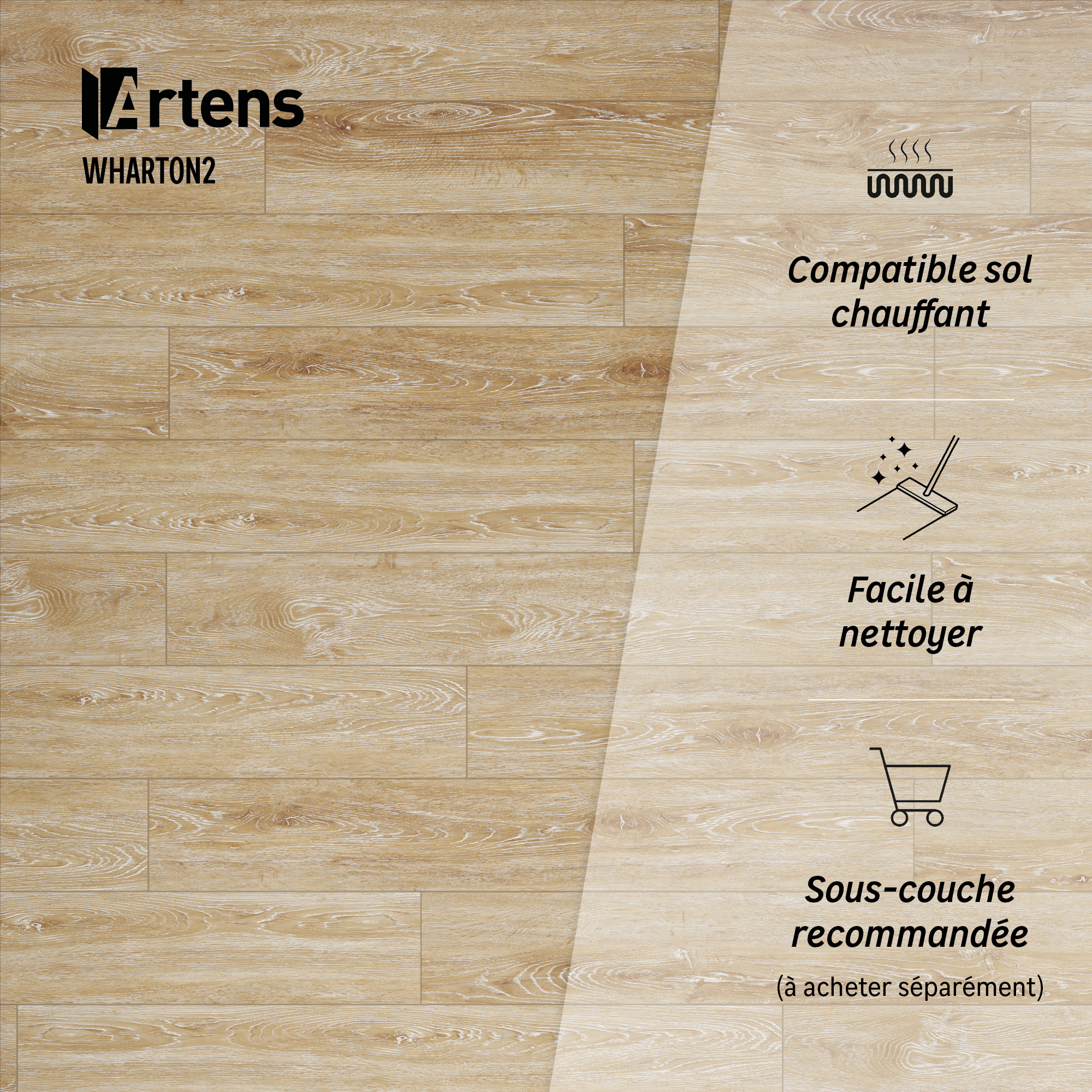 Dalle PVC clipsable intenso ARTENS Wharton 2 bois naturel - 8