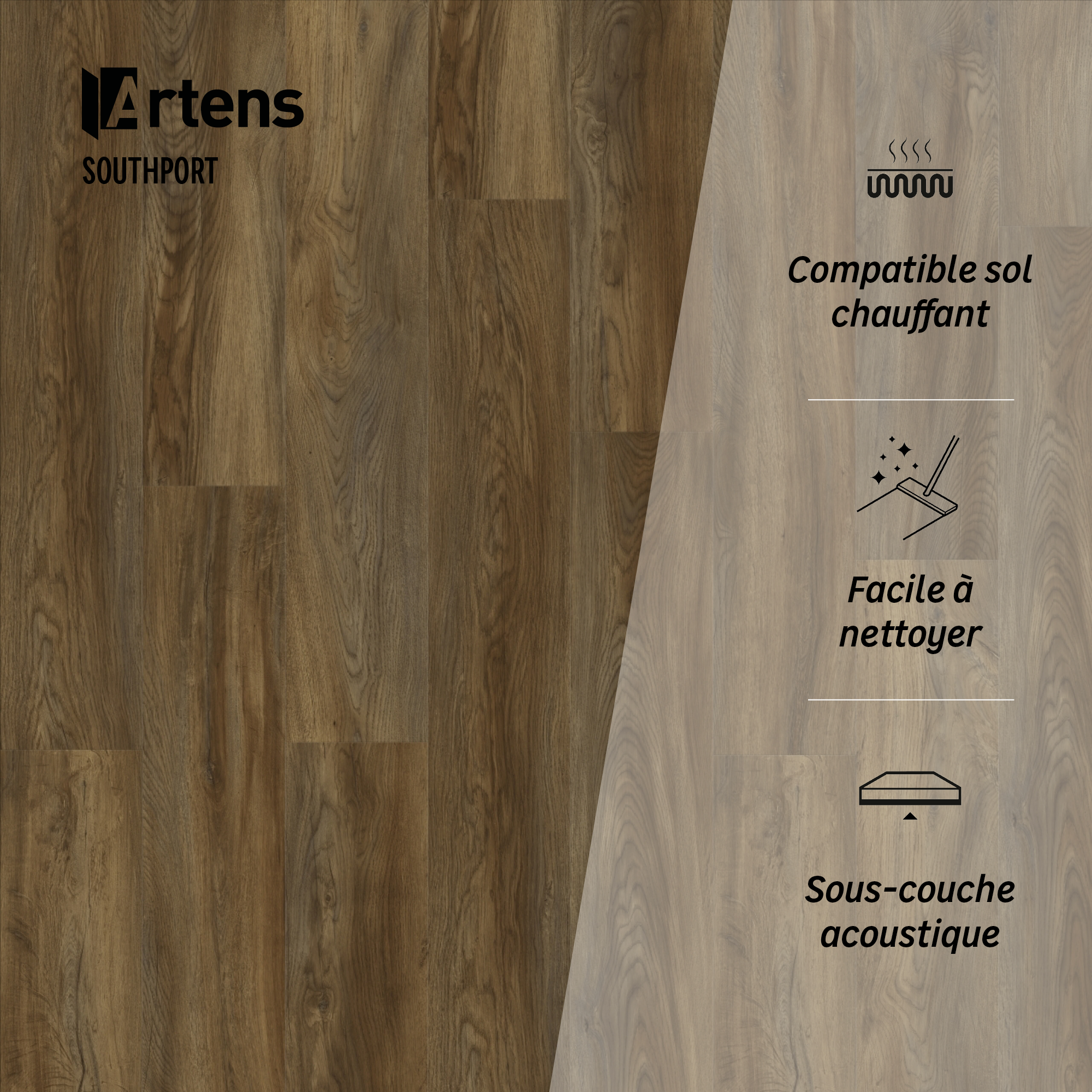 Lame PVC clipsable intenso sous-couche intégrée ,ARTENS Southport - 7