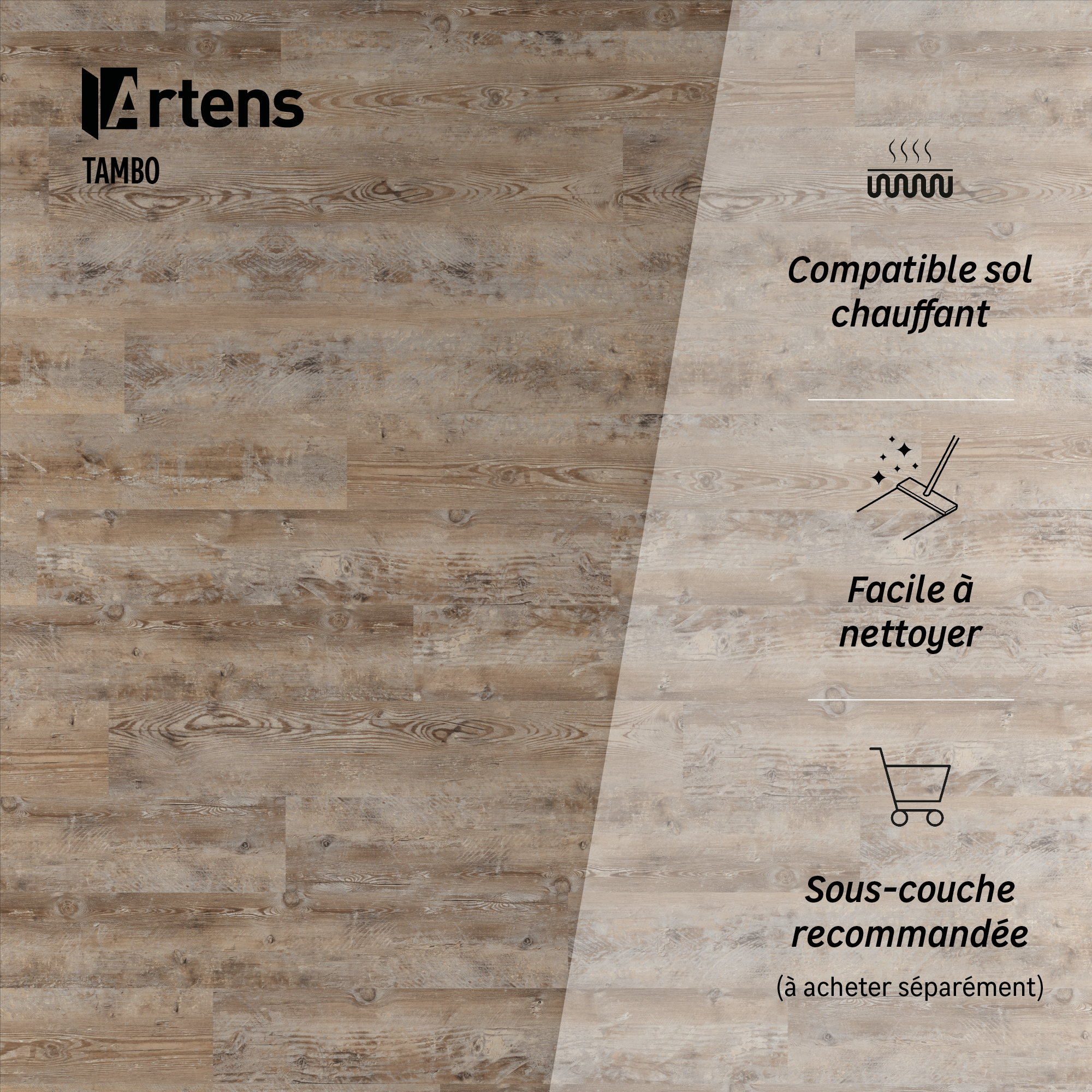 Dalle PVC auto-adhésif medio ARTENS Soft bois foncé - 8