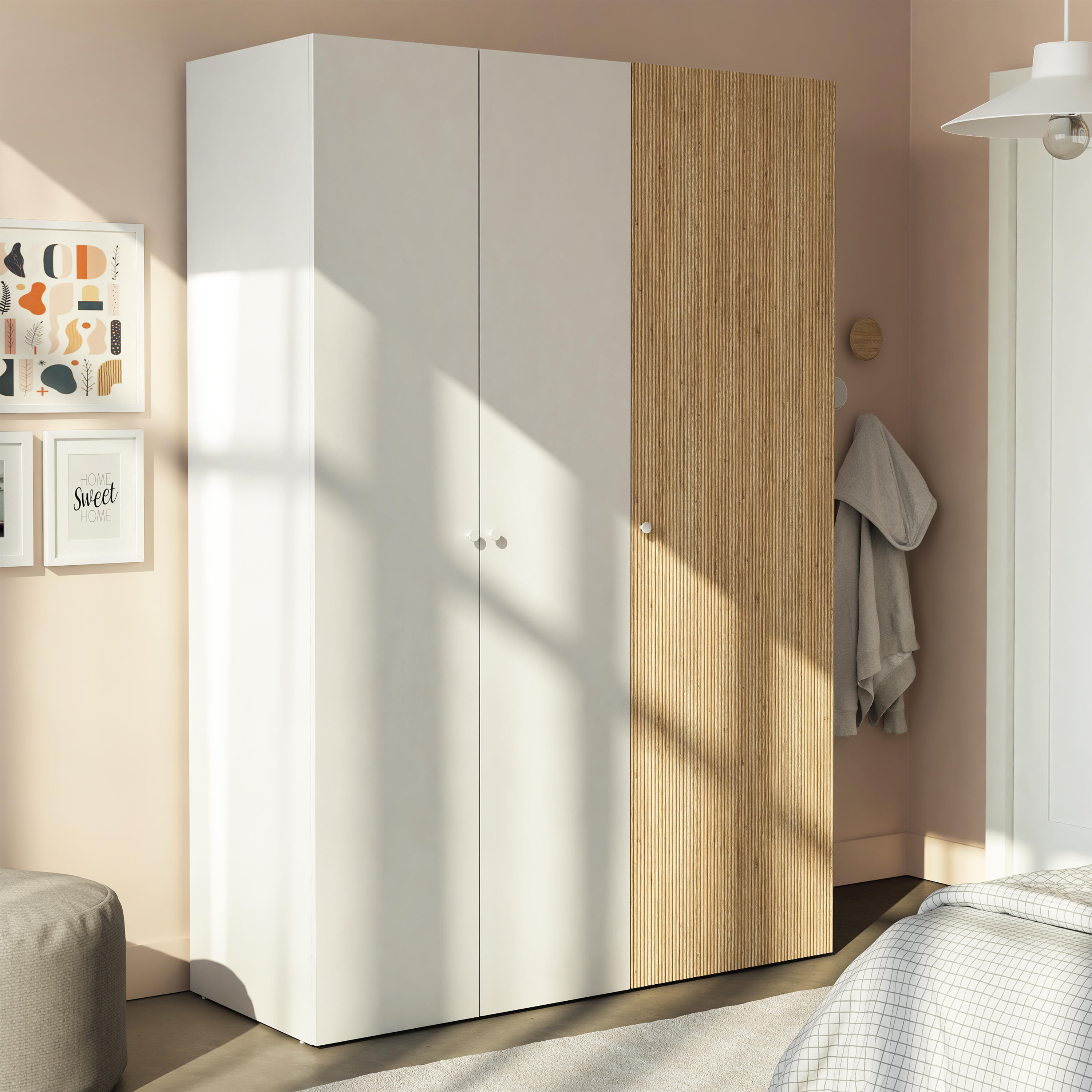 Porta roupeiro de bater Spaceo Evo'M 39.7x204.5cm branco mate - 2