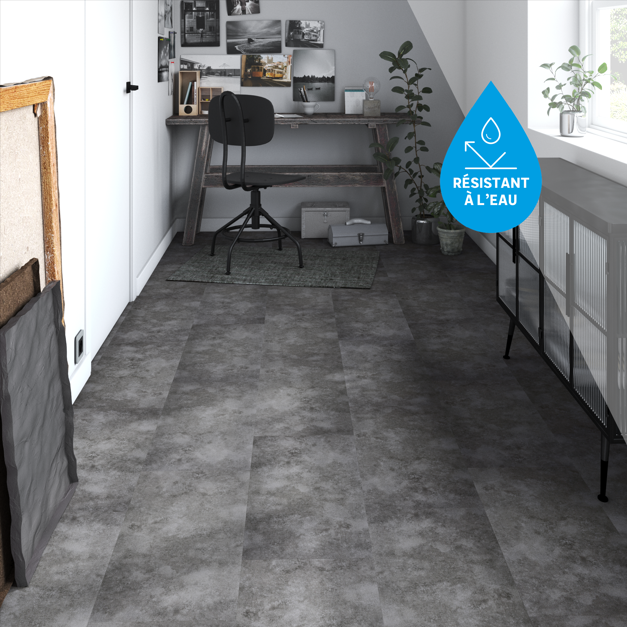 Dalle PVC auto-adhésif medio ARTENS Shy effet ciment - 12