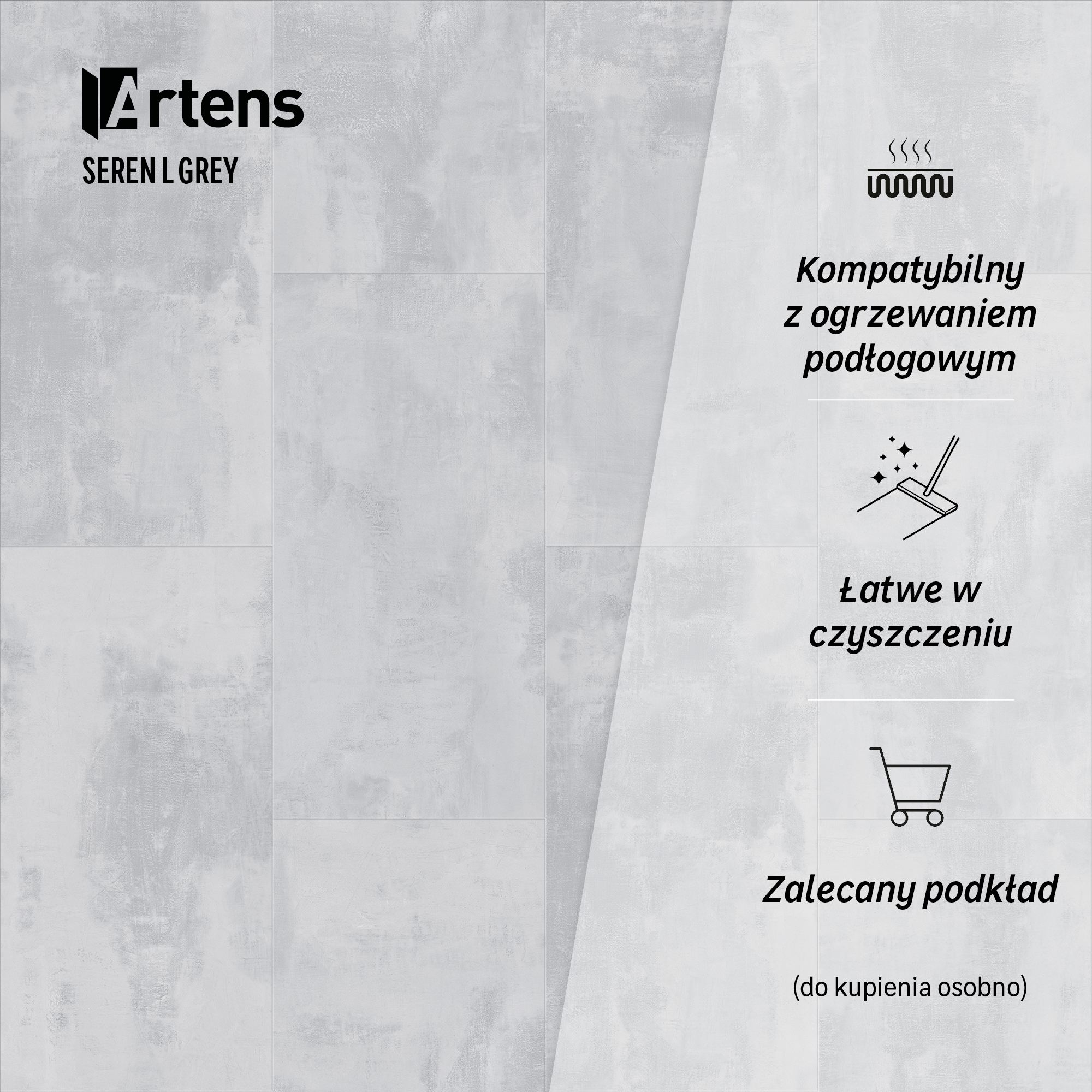 Płytki winylowe SPC Seren Light Grey Intenso Artens - 12