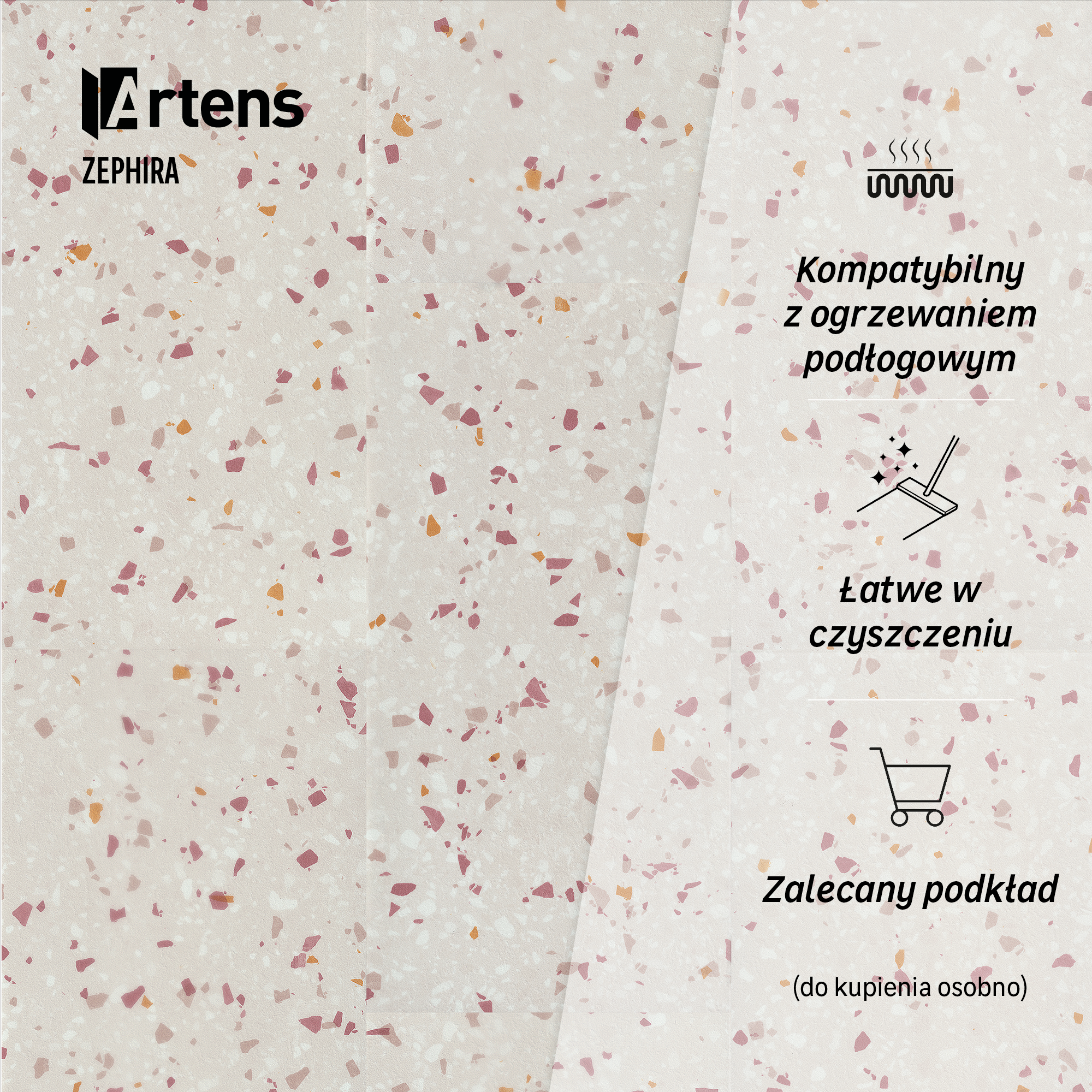 Płytki winylowe samoprzylepne Artens Medio Zephira imitacja kamienia stracciattela lastriko - 8