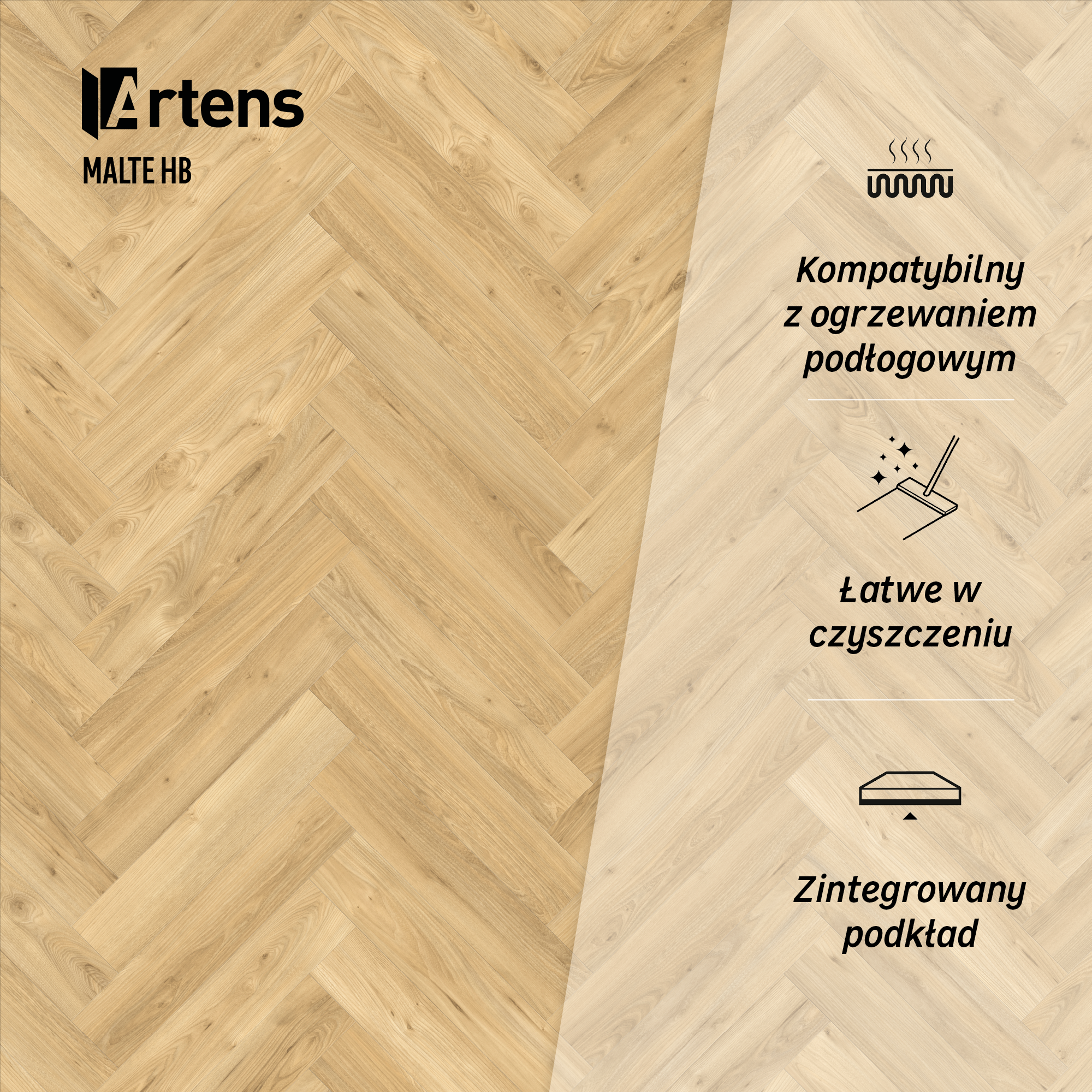 Panele winylowe z podkładem jodełka klasyczna SPC Artens Intenso Extreme Malte - 16