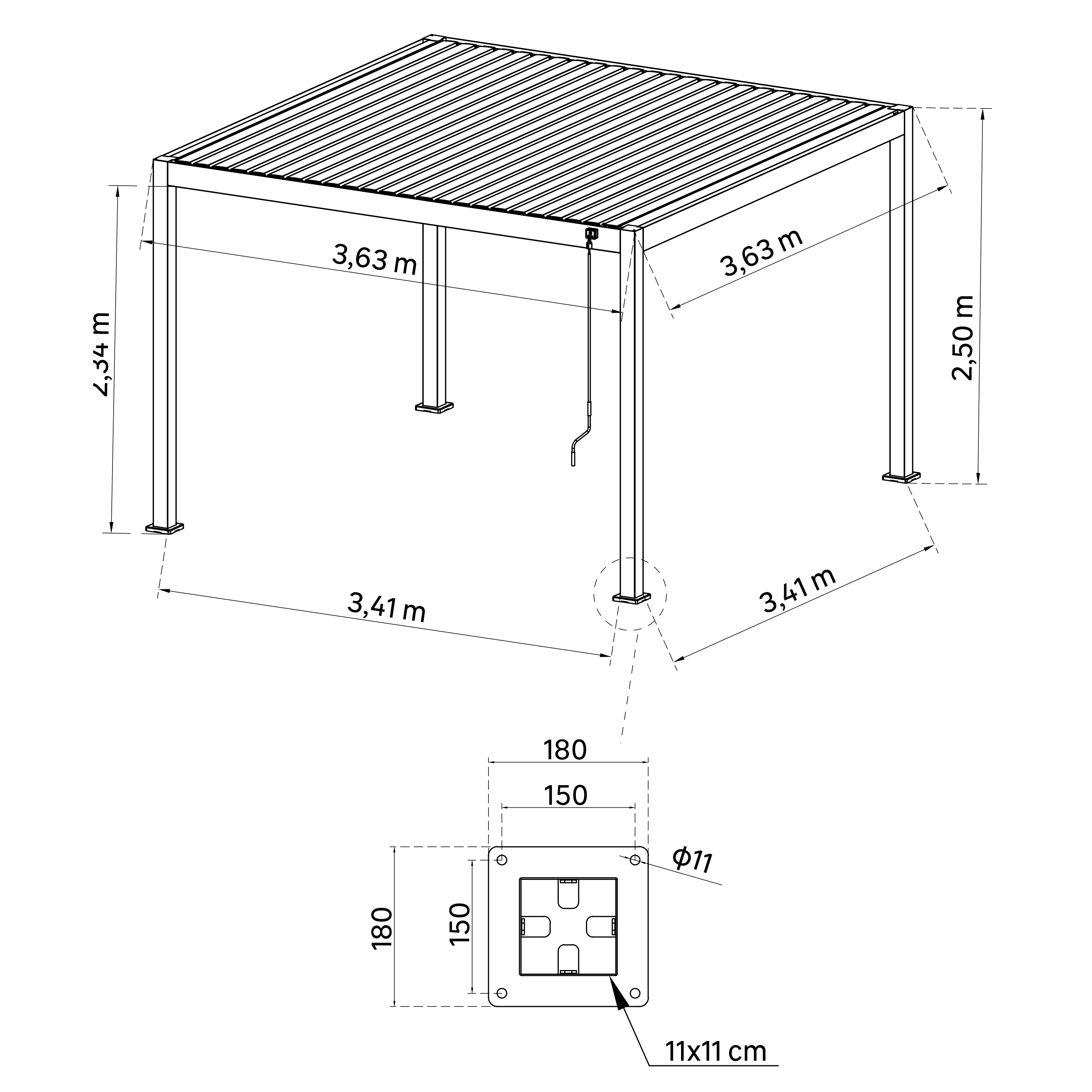 Pergola bioklimatyczna Clima Astra 363 x 363 cm antracyt Naterial - 3