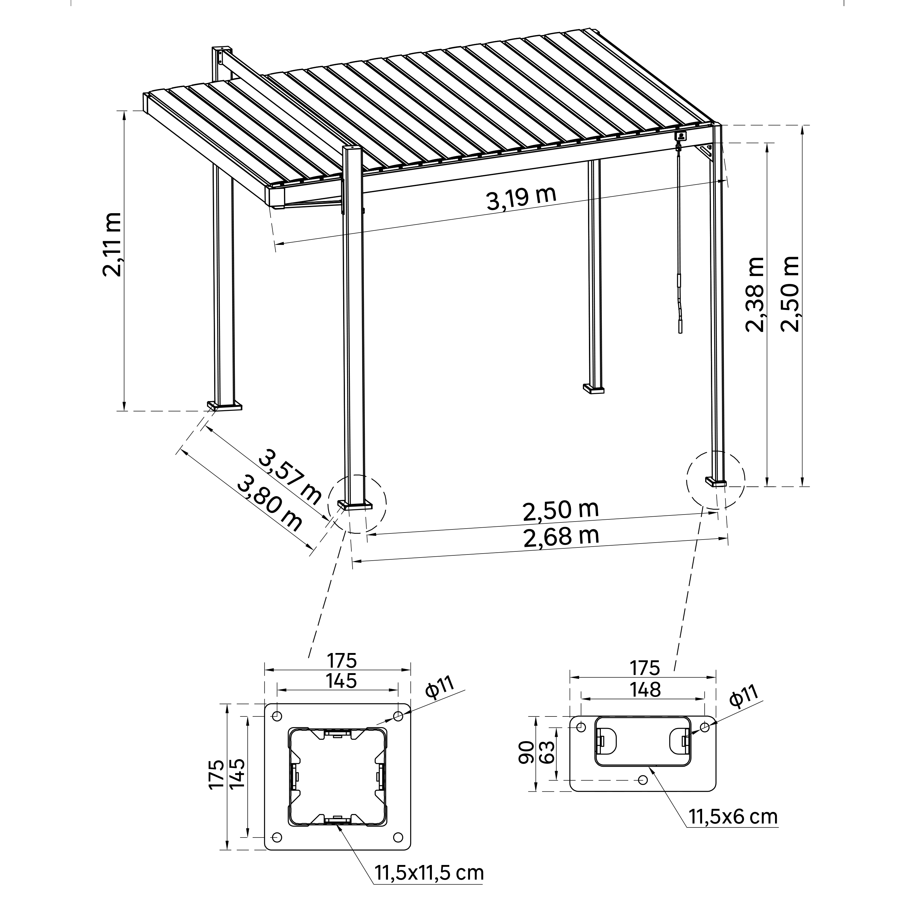 Pergola bioklimatyczna Clima Odyssea 319x380,5 cm biała Naterial - 2
