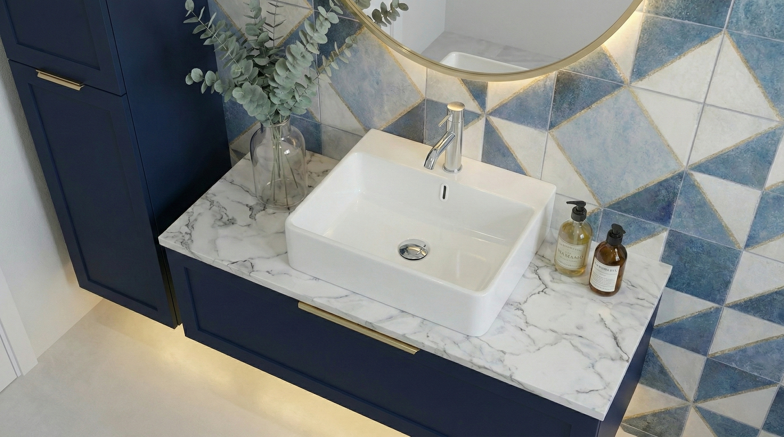 Lavabo sobre encimera de porcelana Lavabo Santoña 45x13x42 cm rectangular blanco brillante - 4