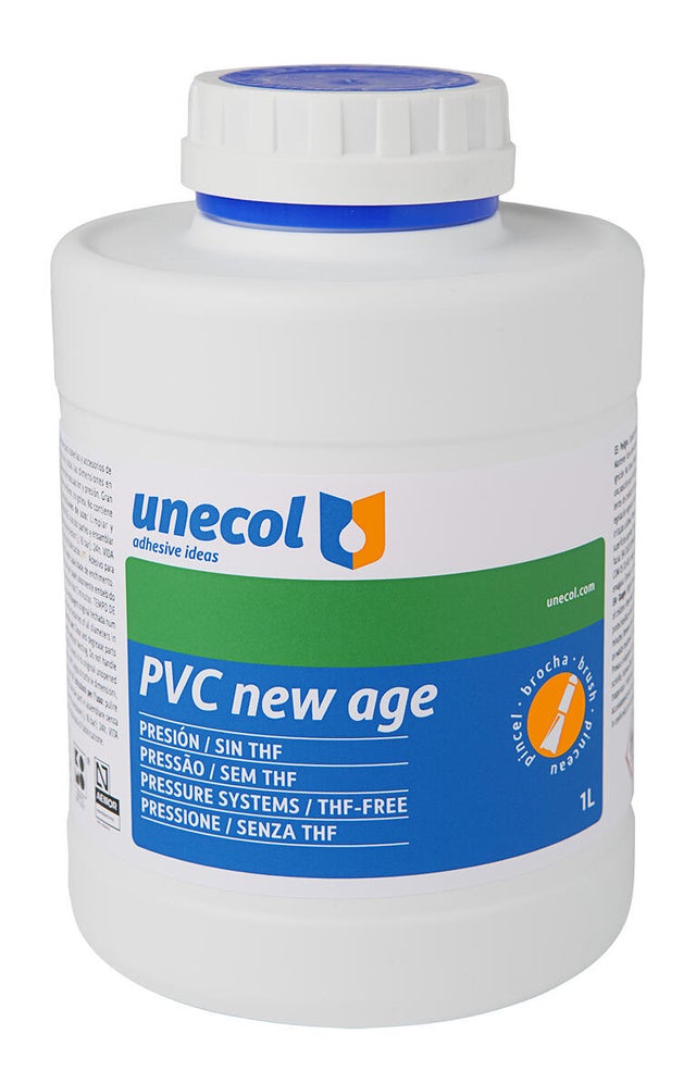 Adhesivo para tubería PVC New Age UNECOL bote con pincel 1000ml