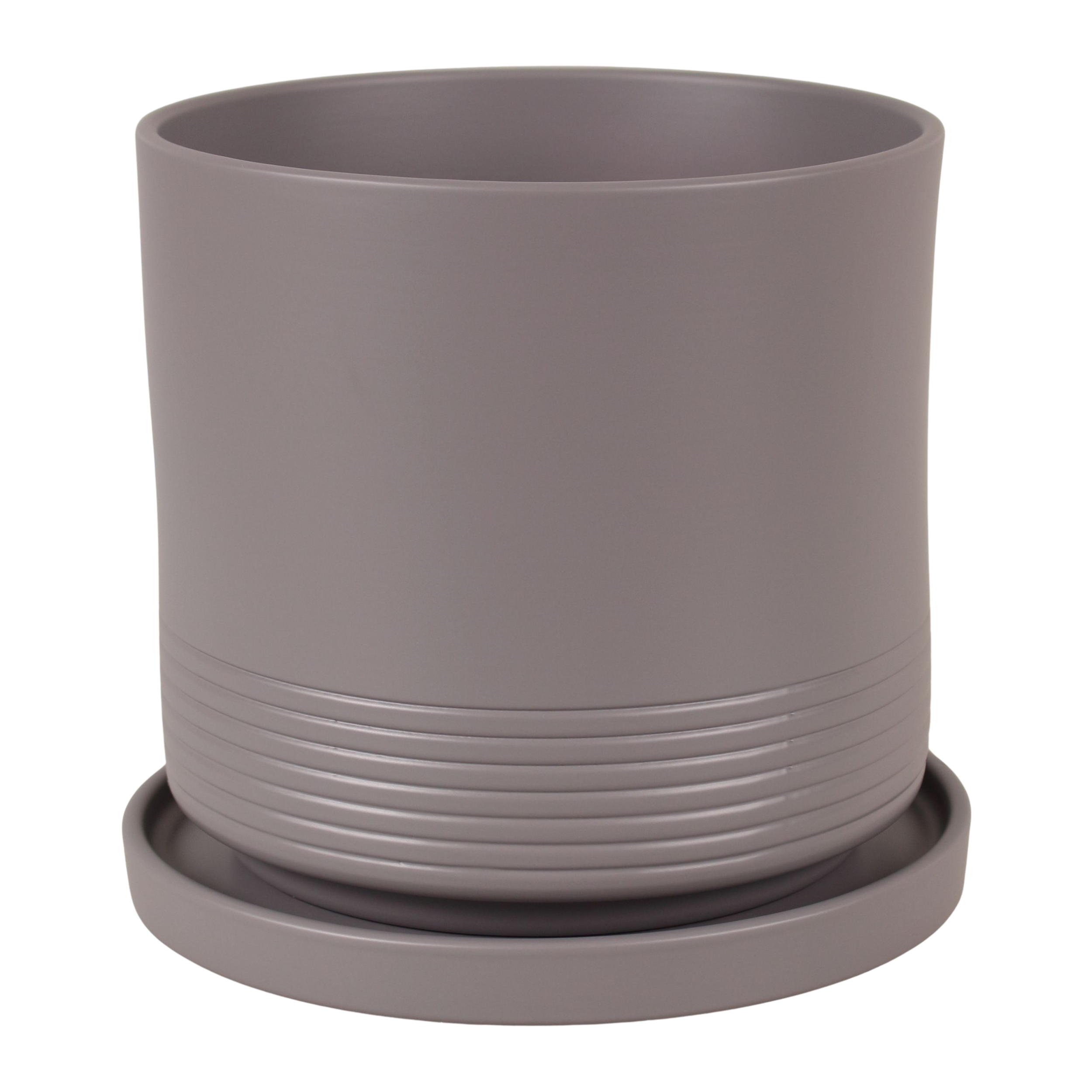 Doniczka z podstawką Rille 19cm Basalt matowa CMX