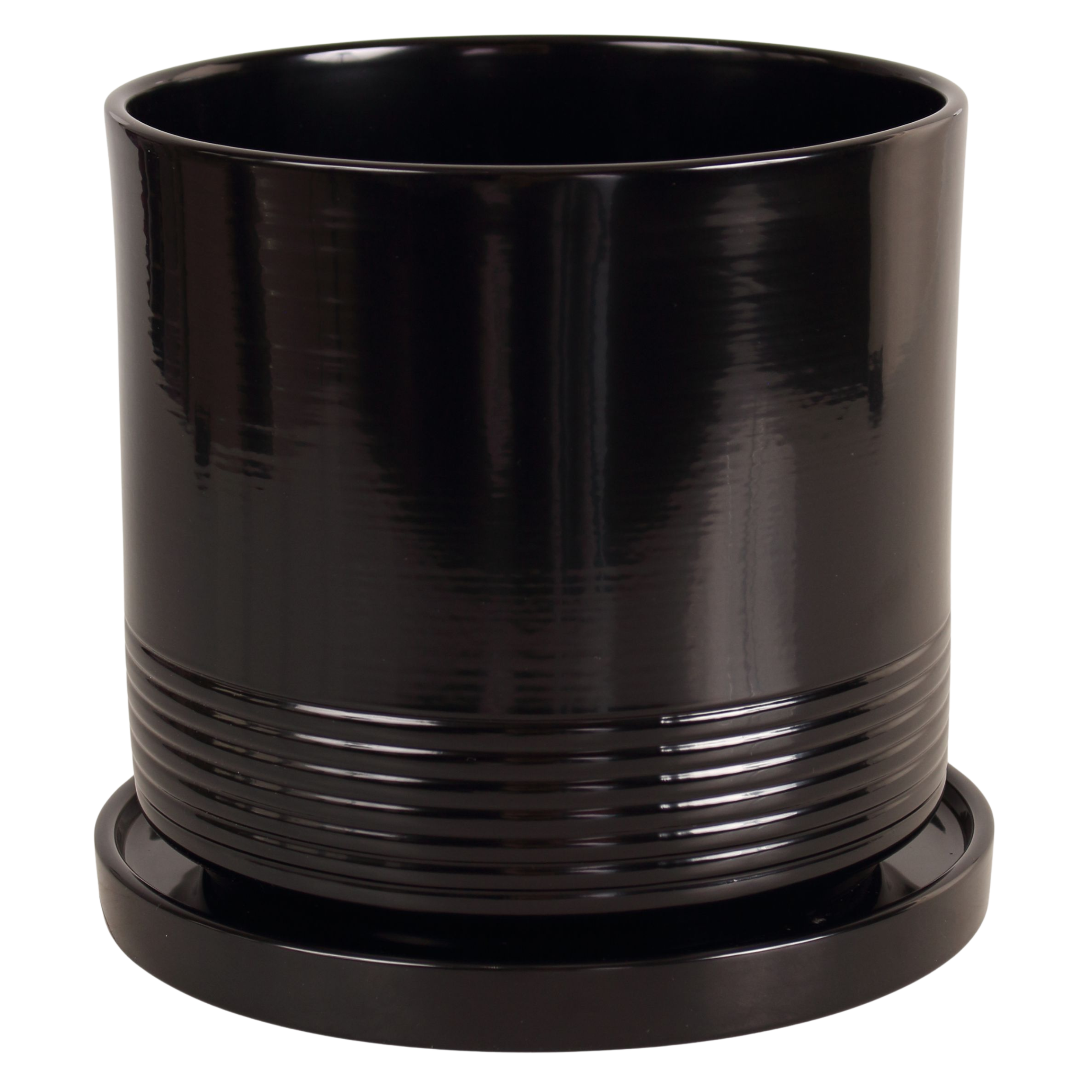 Doniczka z podstawką Rille 21cm czarna CMX