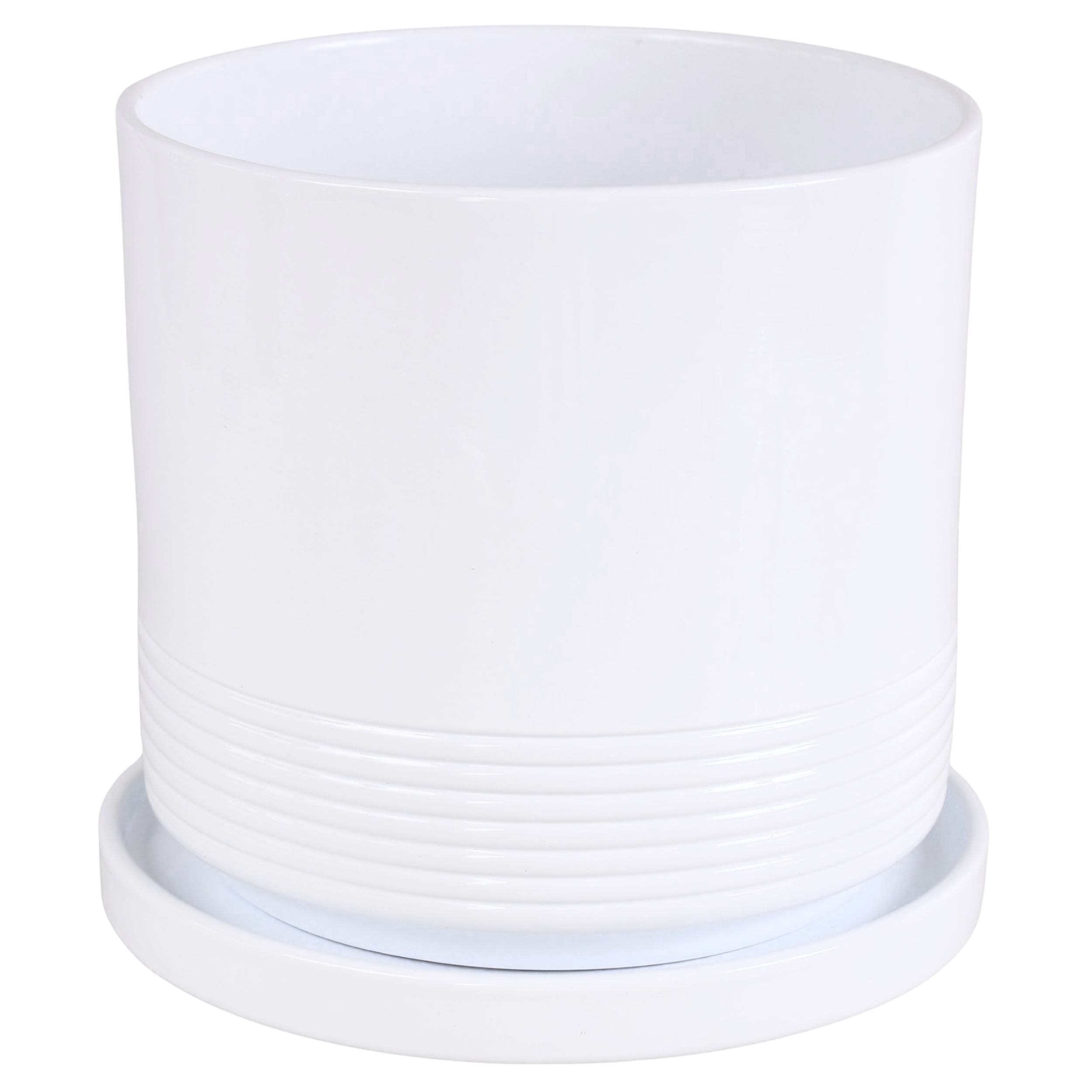 Doniczka z podstawką Rille 21cm biała CMX