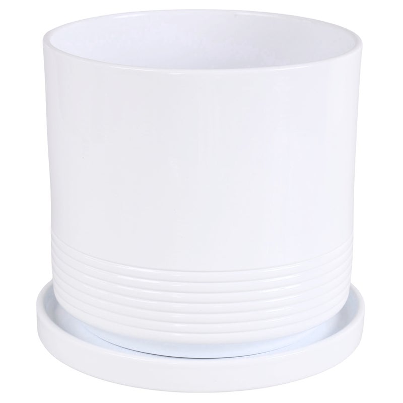 Doniczka z podstawką Rille 21cm biała CMX