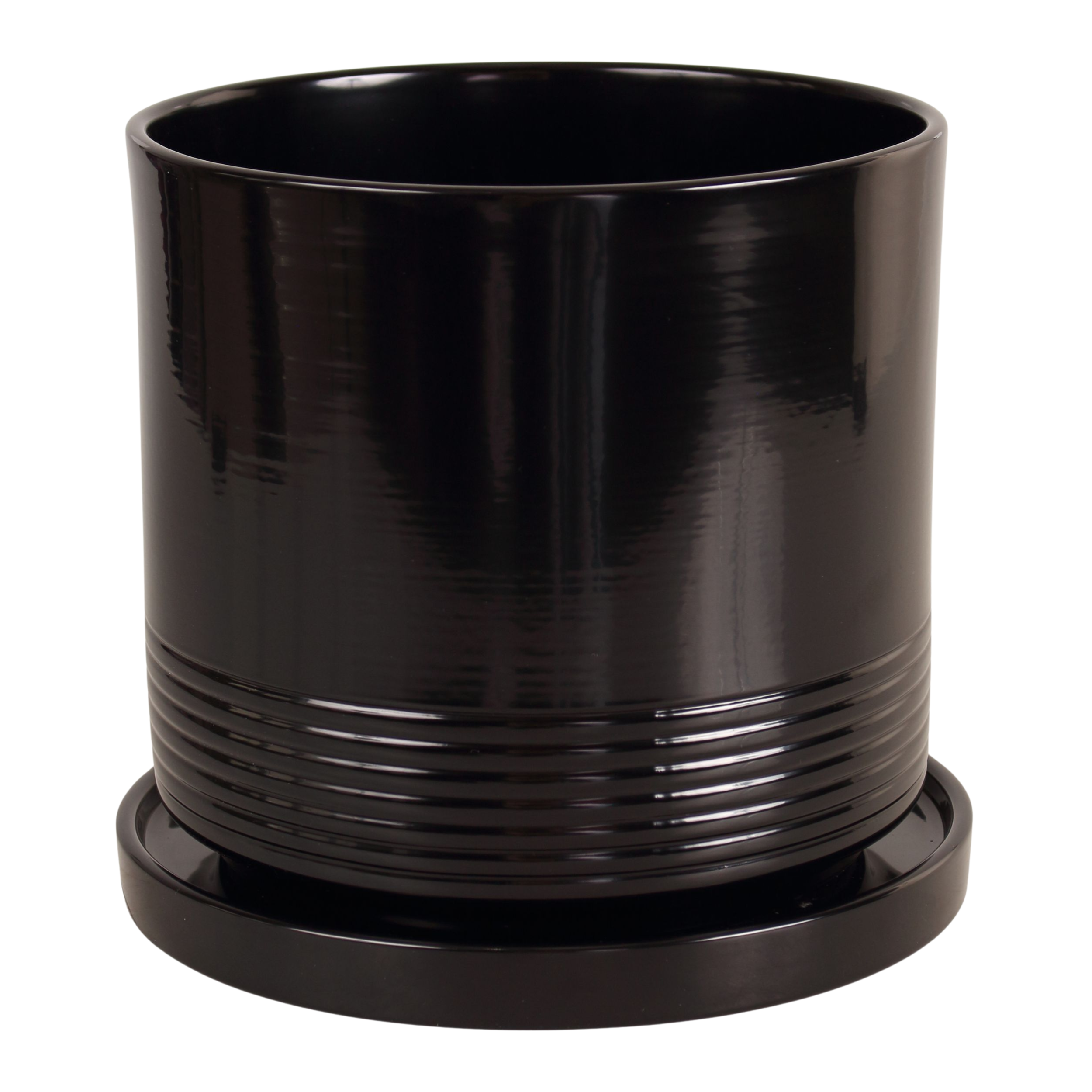 Doniczka z podstawką Rille 19cm czarna CMX