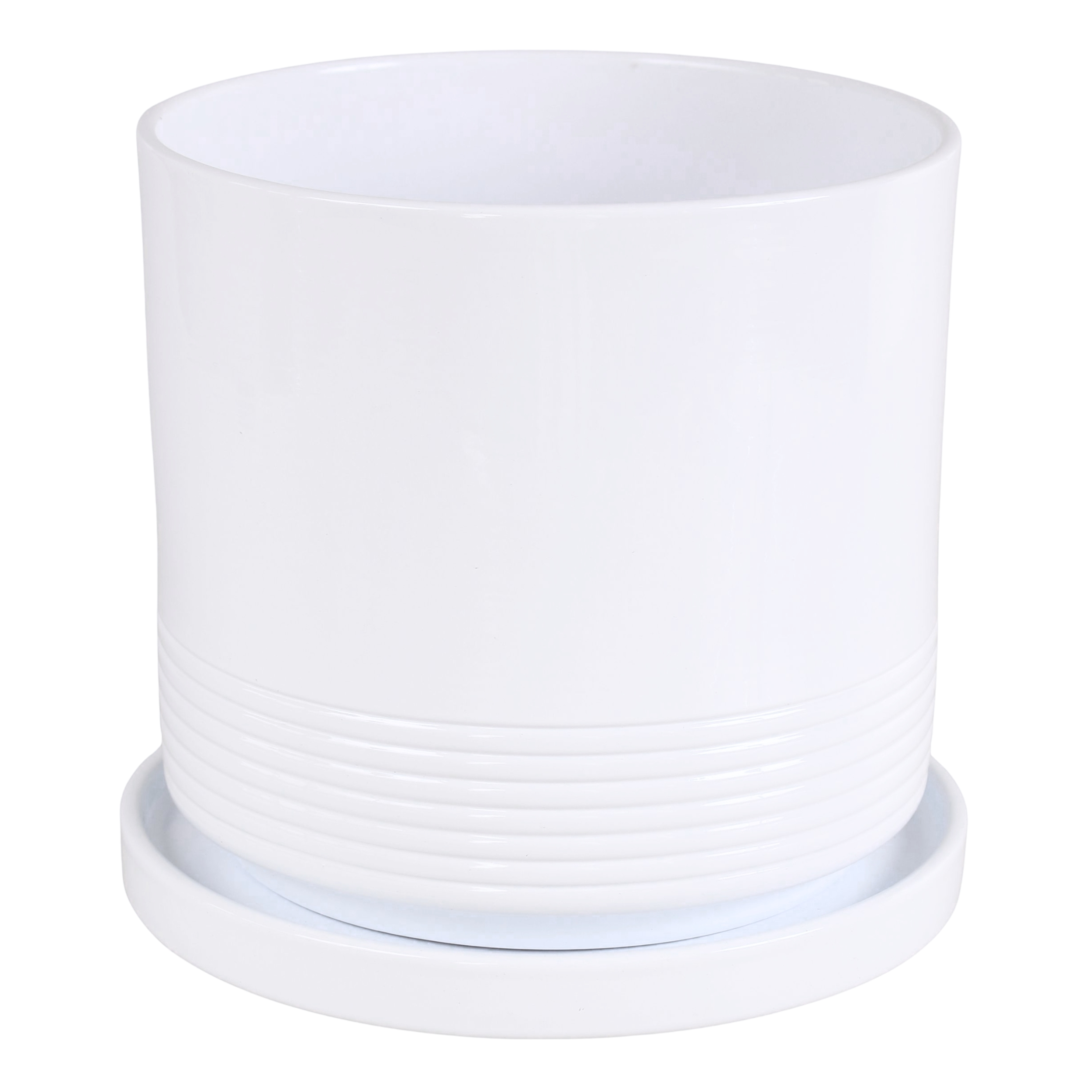 Doniczka z podstawką Rille 19cm biała CMX