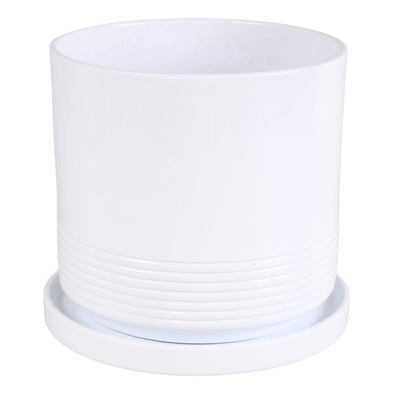 Doniczka z podstawką Rille 19cm biała CMX