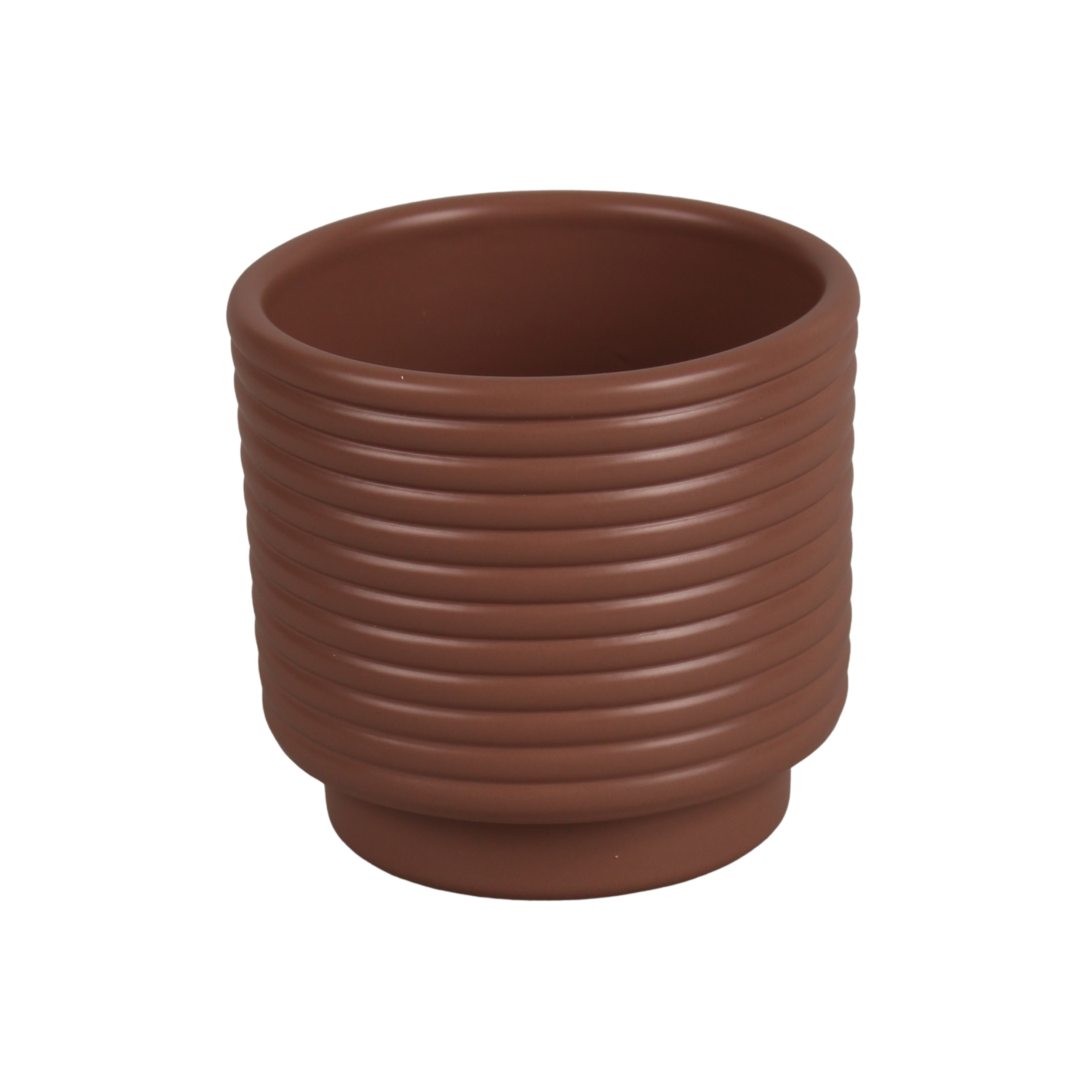 Osłonka ceramiczna na doniczkę ryflowana 8 cm mocca Cermax