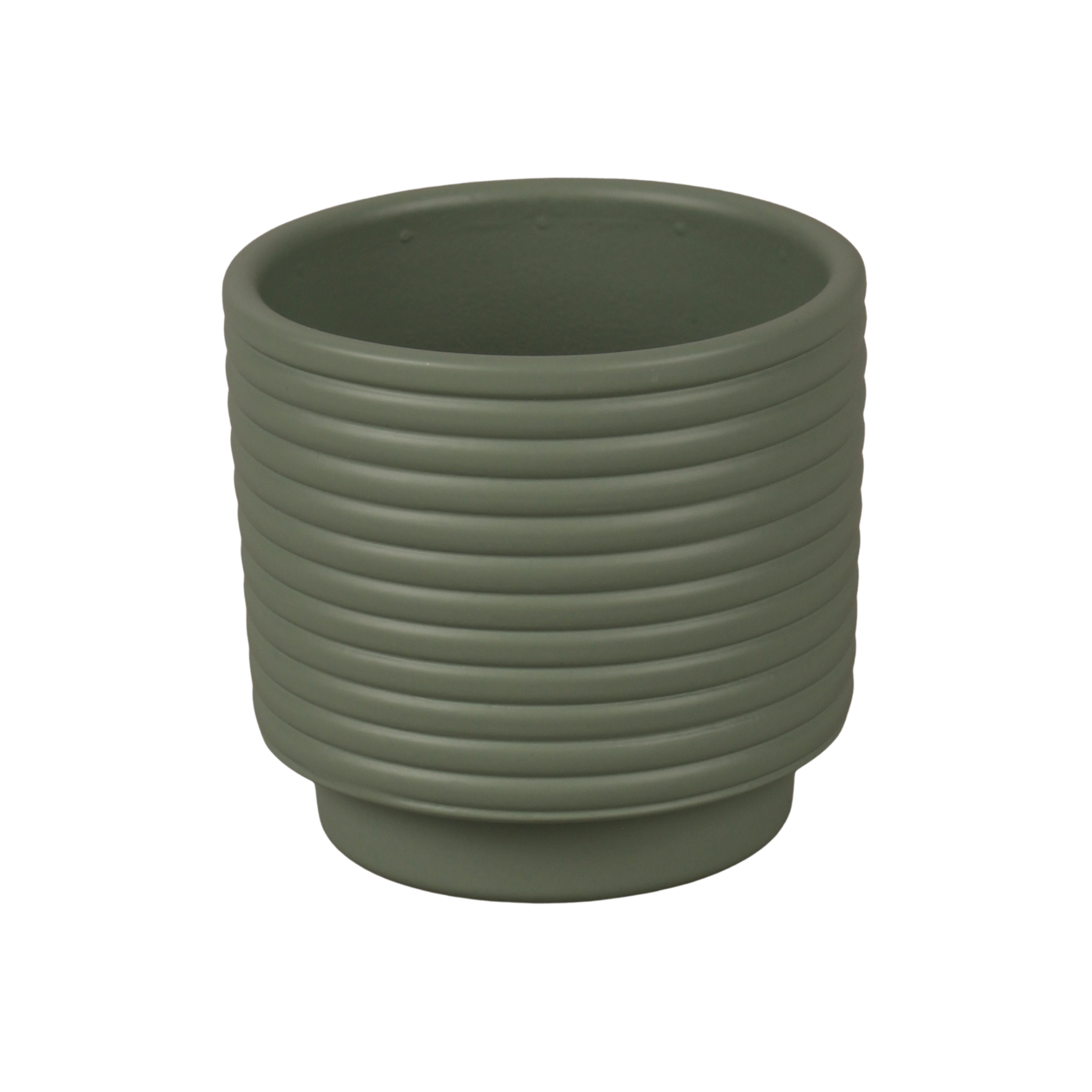 Osłonka ceramiczna na doniczkę ryflowana 8 cm zielona szałwia Cermax