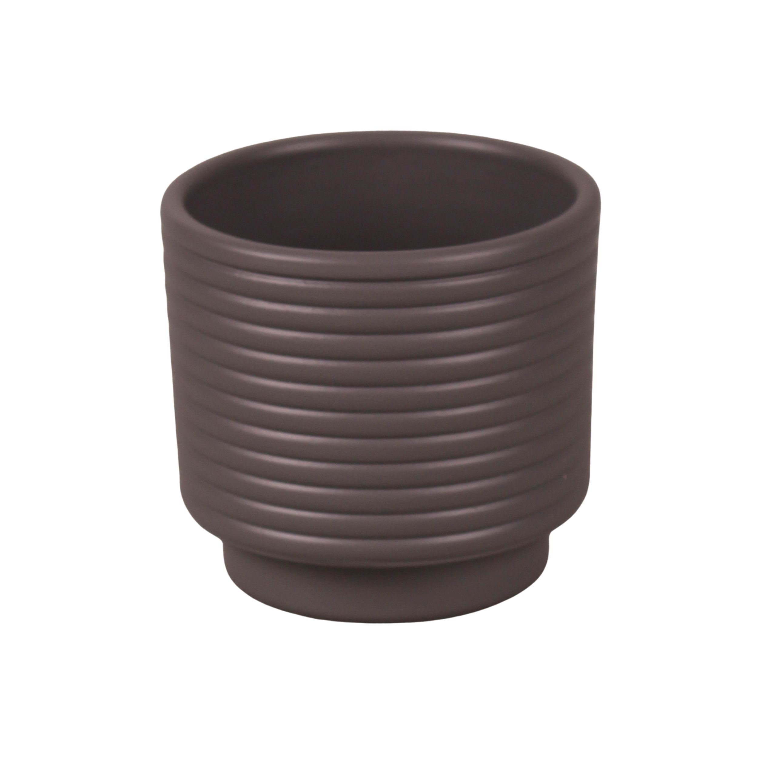 Osłonka ceramiczna na doniczkę ryflowana 8 cm brązowa Cermax