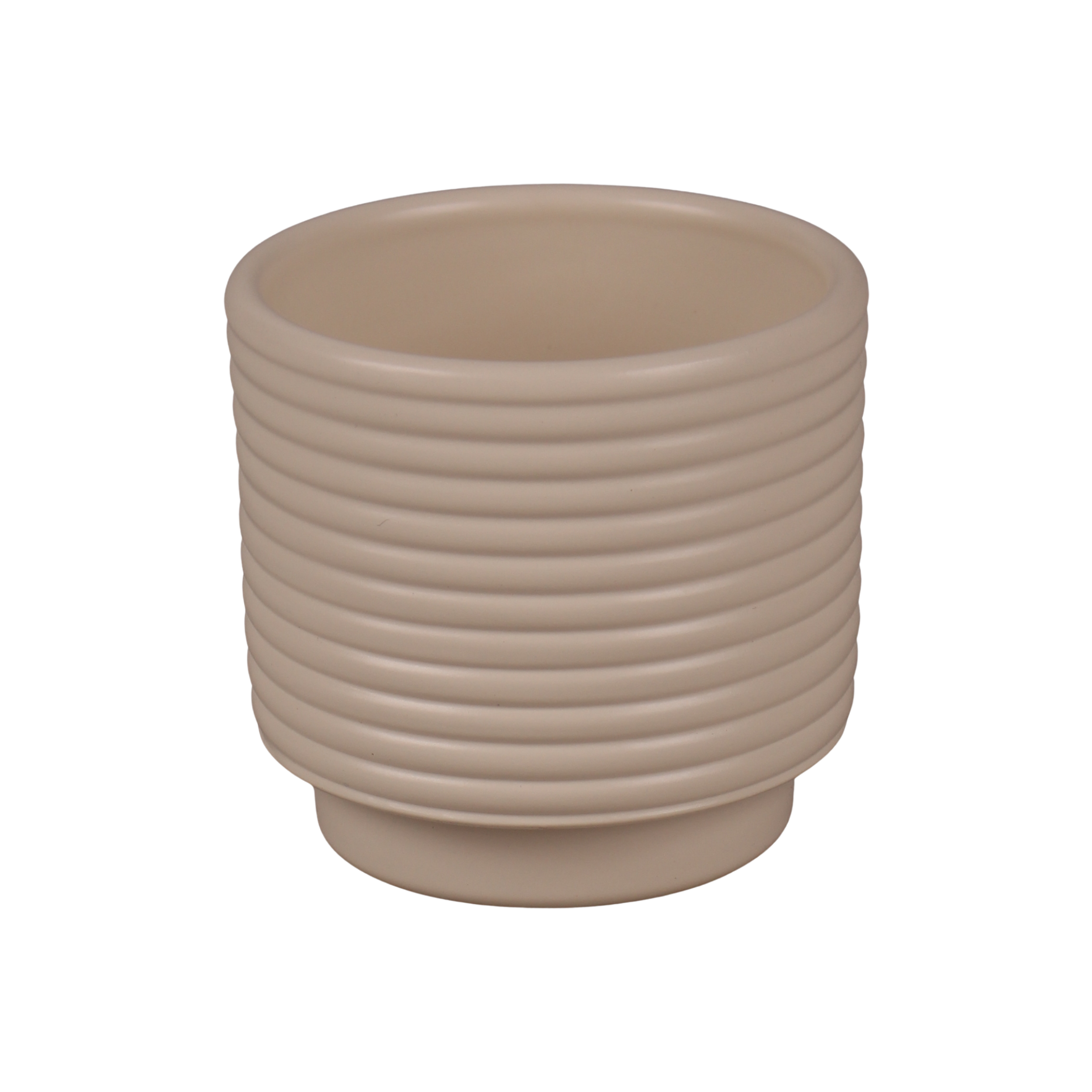 Osłonka ceramiczna na doniczkę ryflowana 8 cm beżowa Cermax