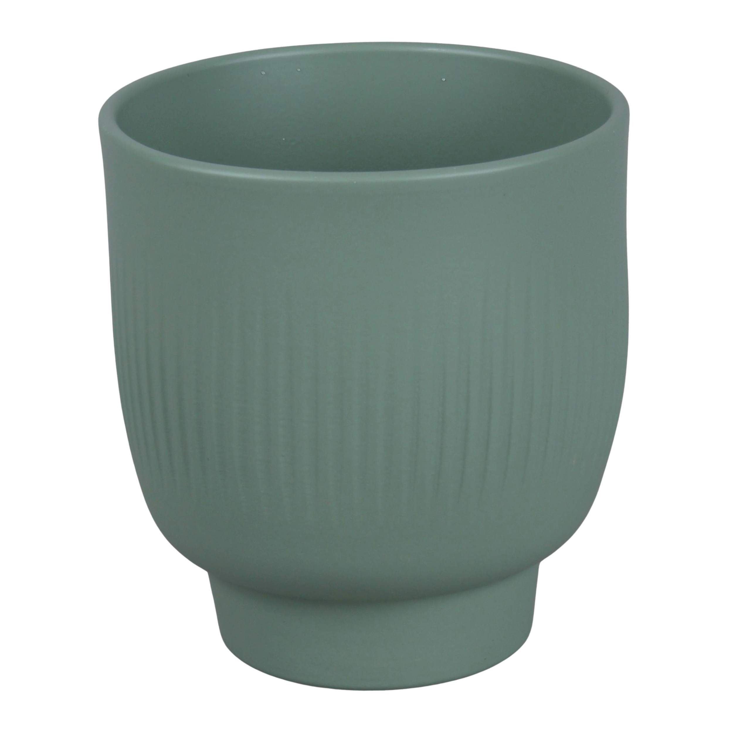 Osłonka ceramiczna do storczyka na doniczkę ryflowana 15 cm zielony Cermax