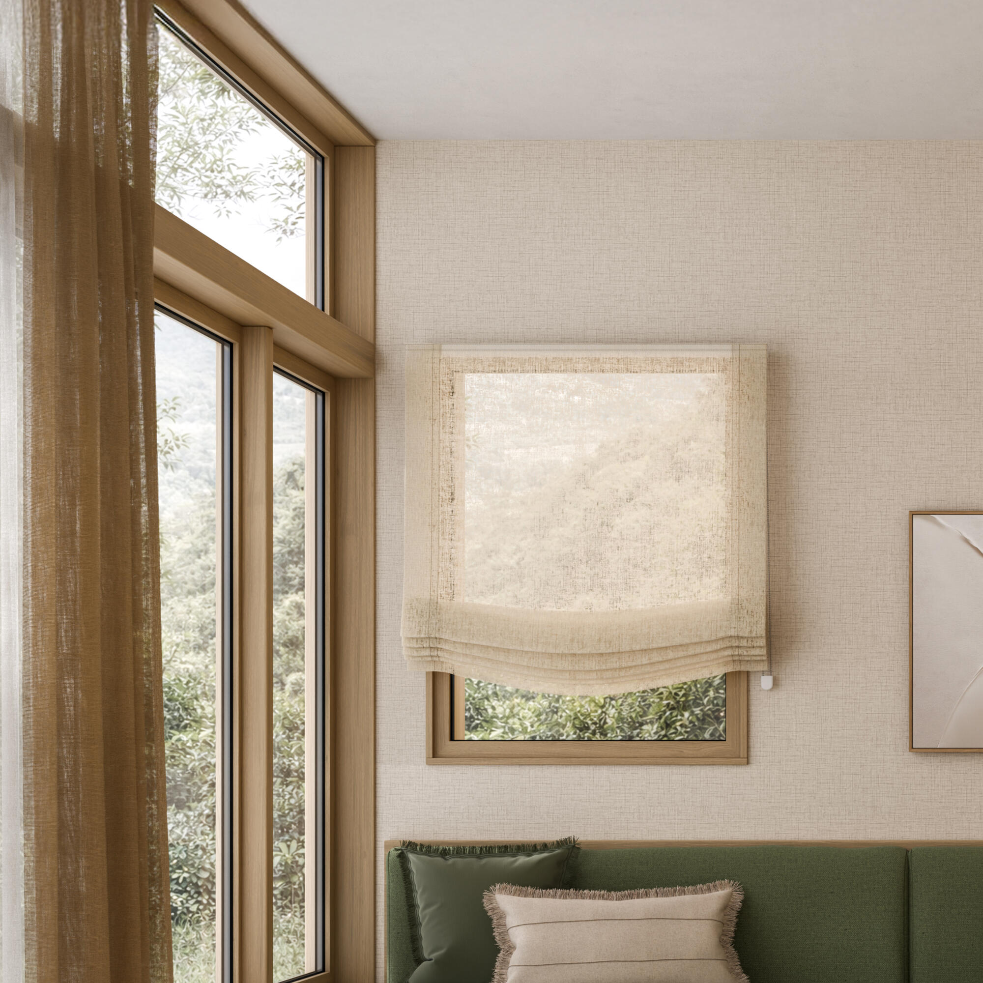 Estor plegable paquetto semi-transparente Charlina 90 x 175 cm poliéster liso beige INSPIRE con cadena. Instalación sin taladrar - 11