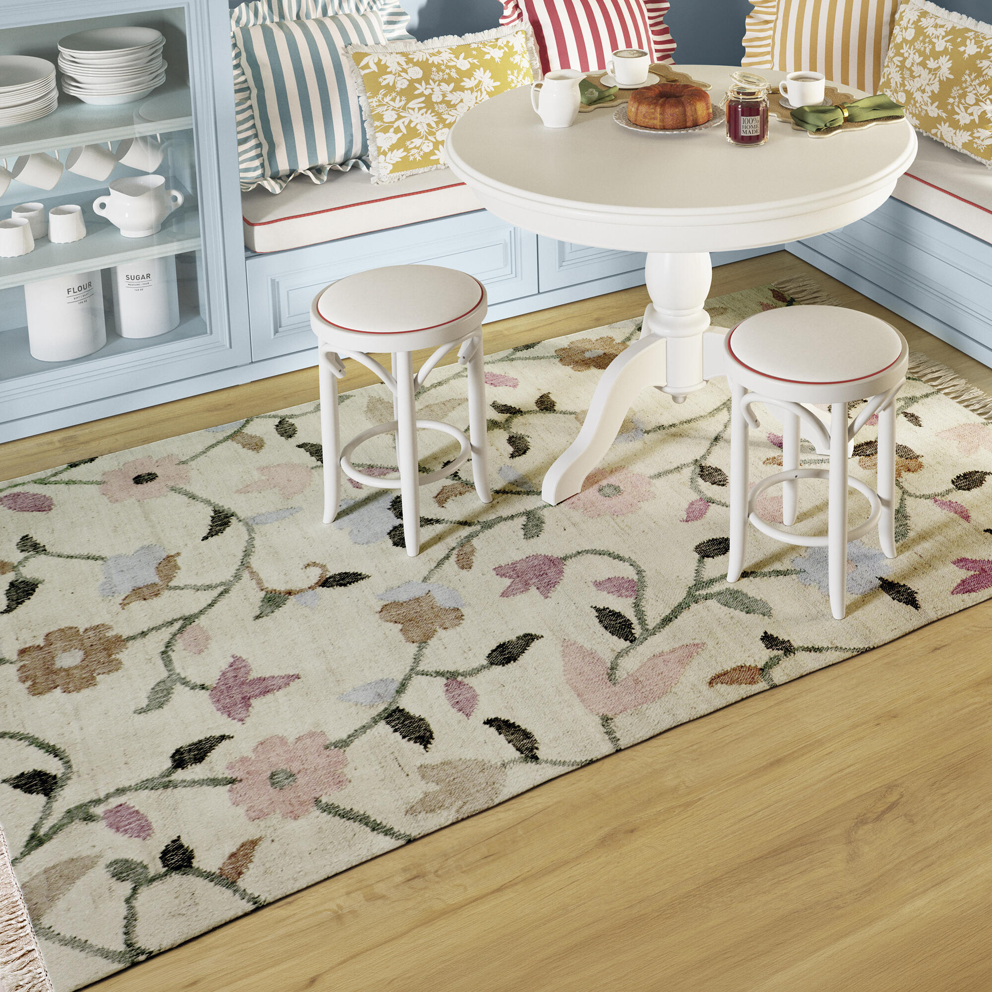 Alfombra yute Sakura 160x230cm tejido plano INSPIRE flor multicolor - 7