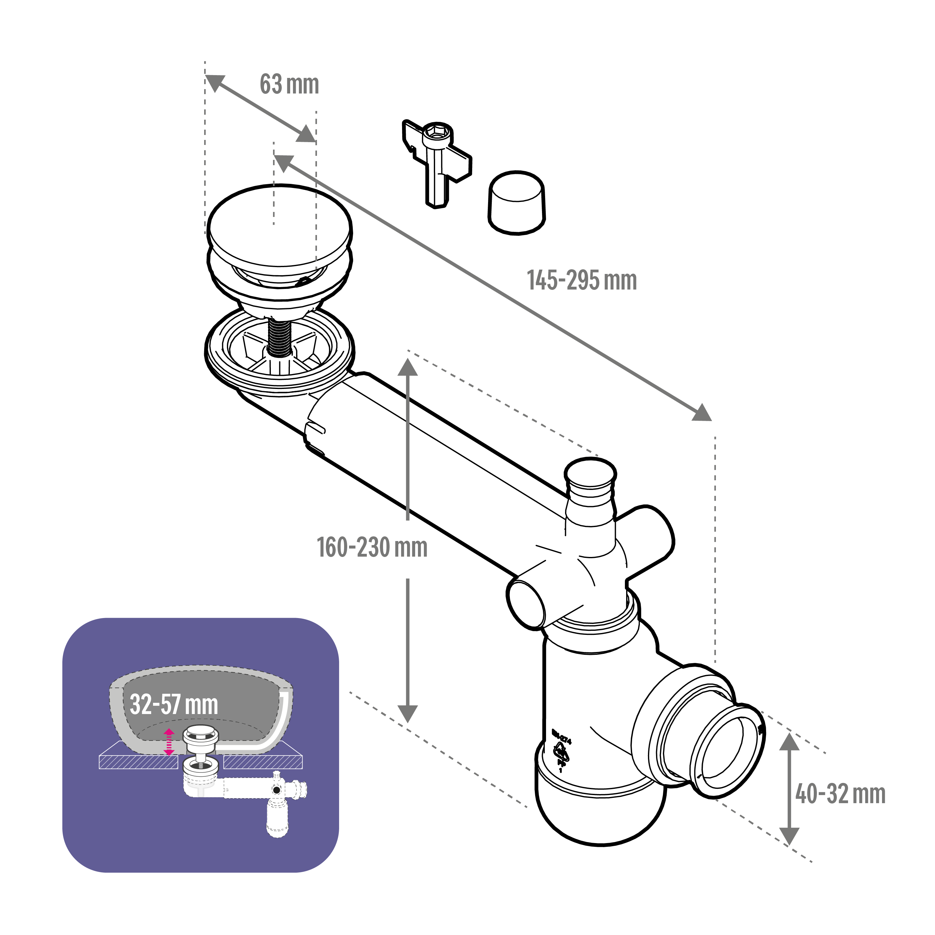 Valvula EQUATION d115 + resp cromado - 2