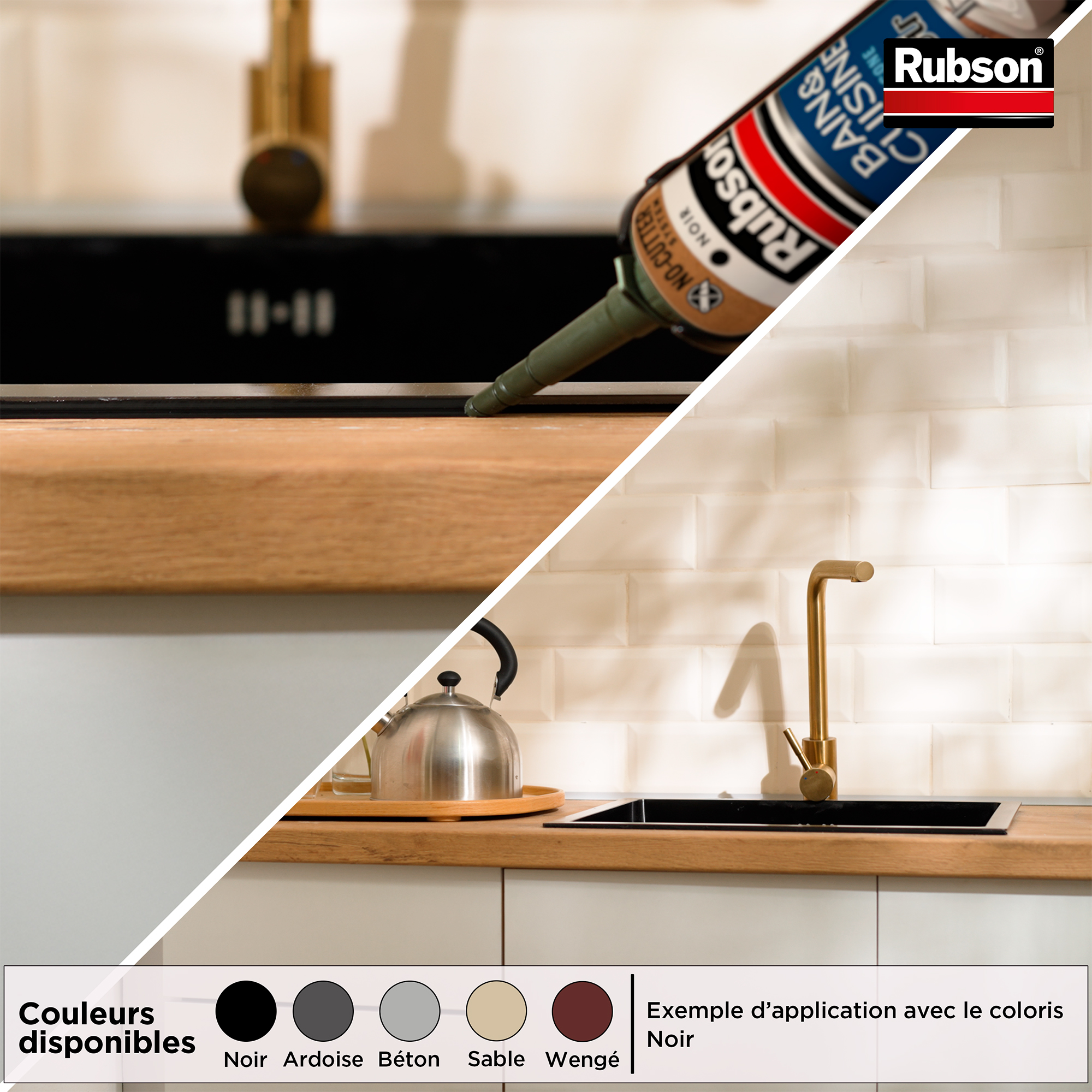 Silicone d'étanchéité Bain et cuisine RUBSON beige, 280 ml - 5