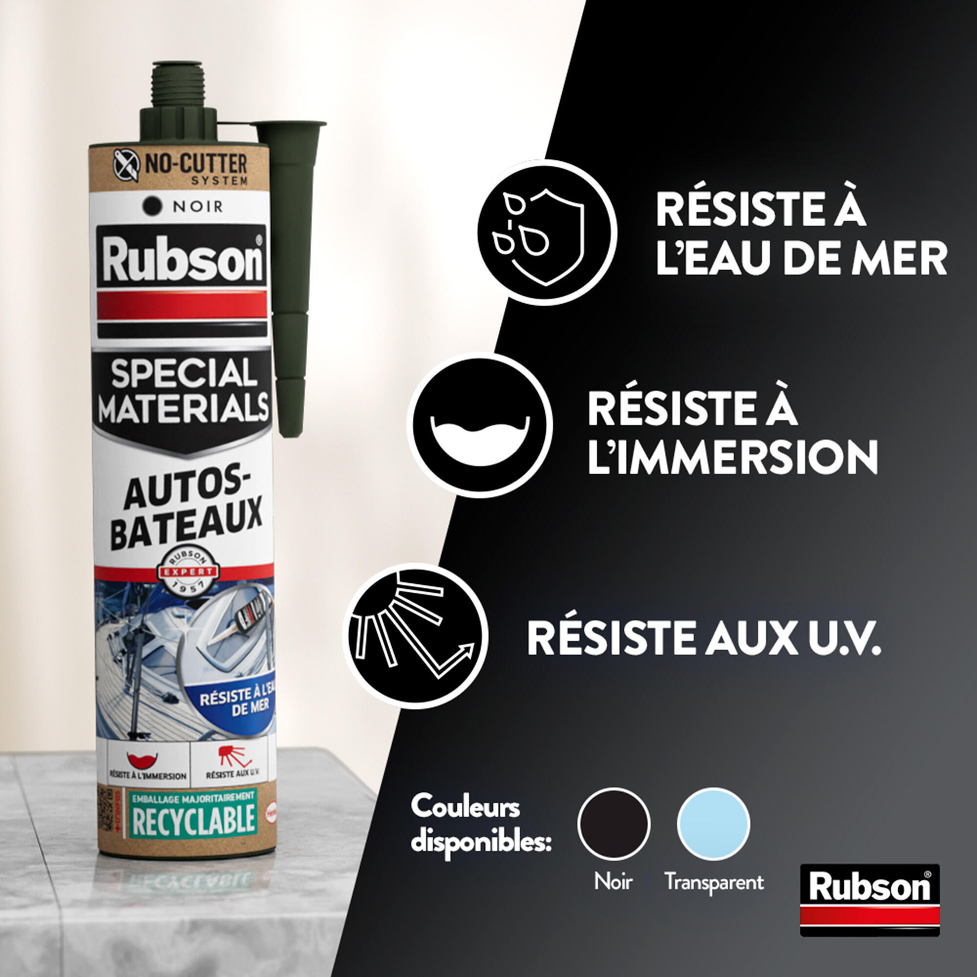 Silicone d'étanchéité Spécial auto et bateaux RUBSON transparent, 280 ml - 2