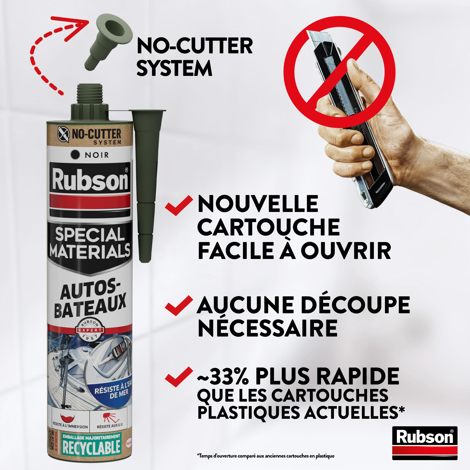 Silicone d'étanchéité Spécial auto et bateaux RUBSON transparent, 280 ml - 5