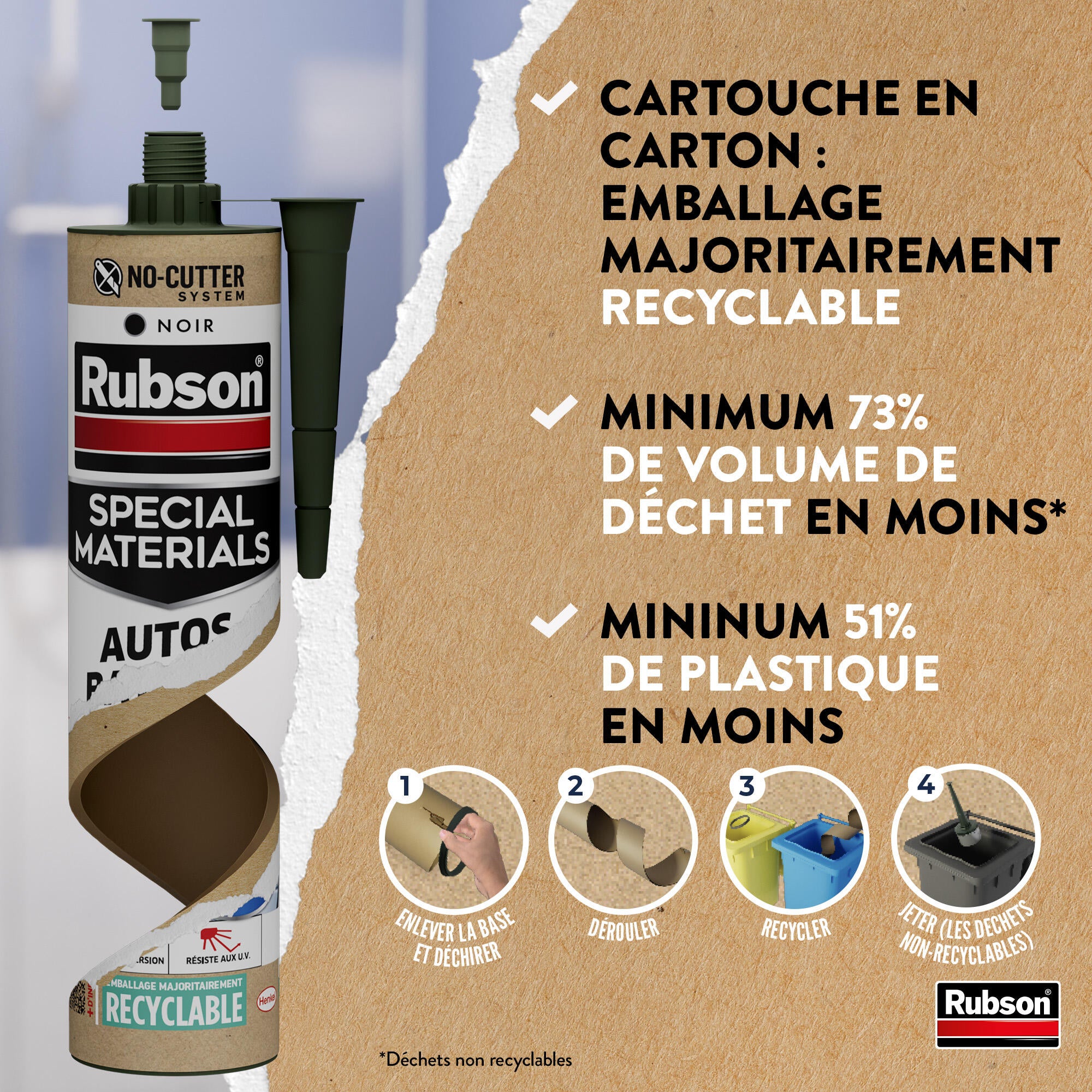 Silicone d'étanchéité Spécial auto et bateaux RUBSON transparent, 280 ml - 6