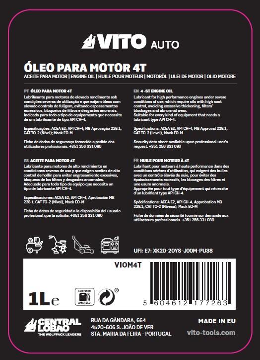Óleo para motor VITO 4T 1 LT - 2