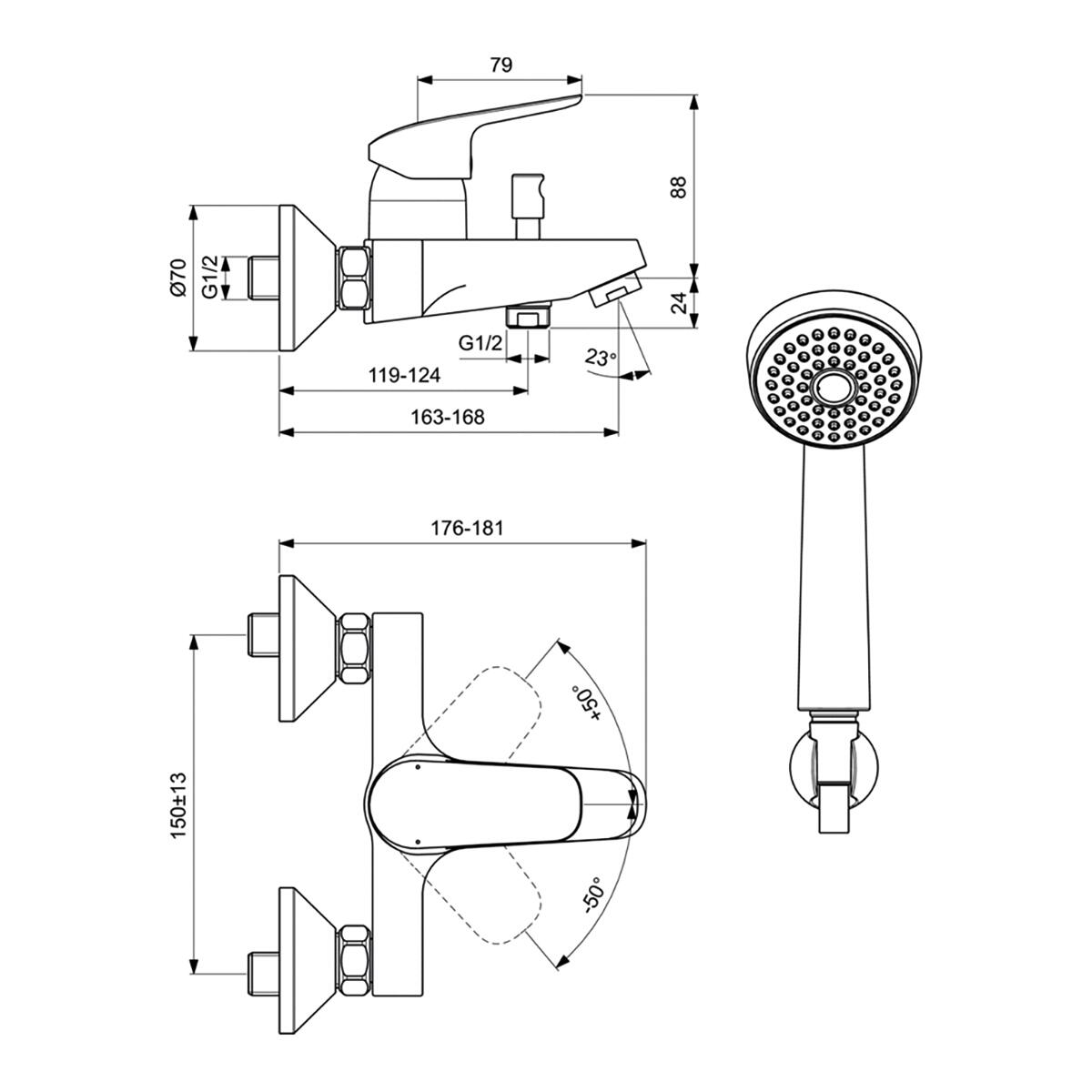 Rubinetto per vasca Base per muro IDEAL STANDARD - 2