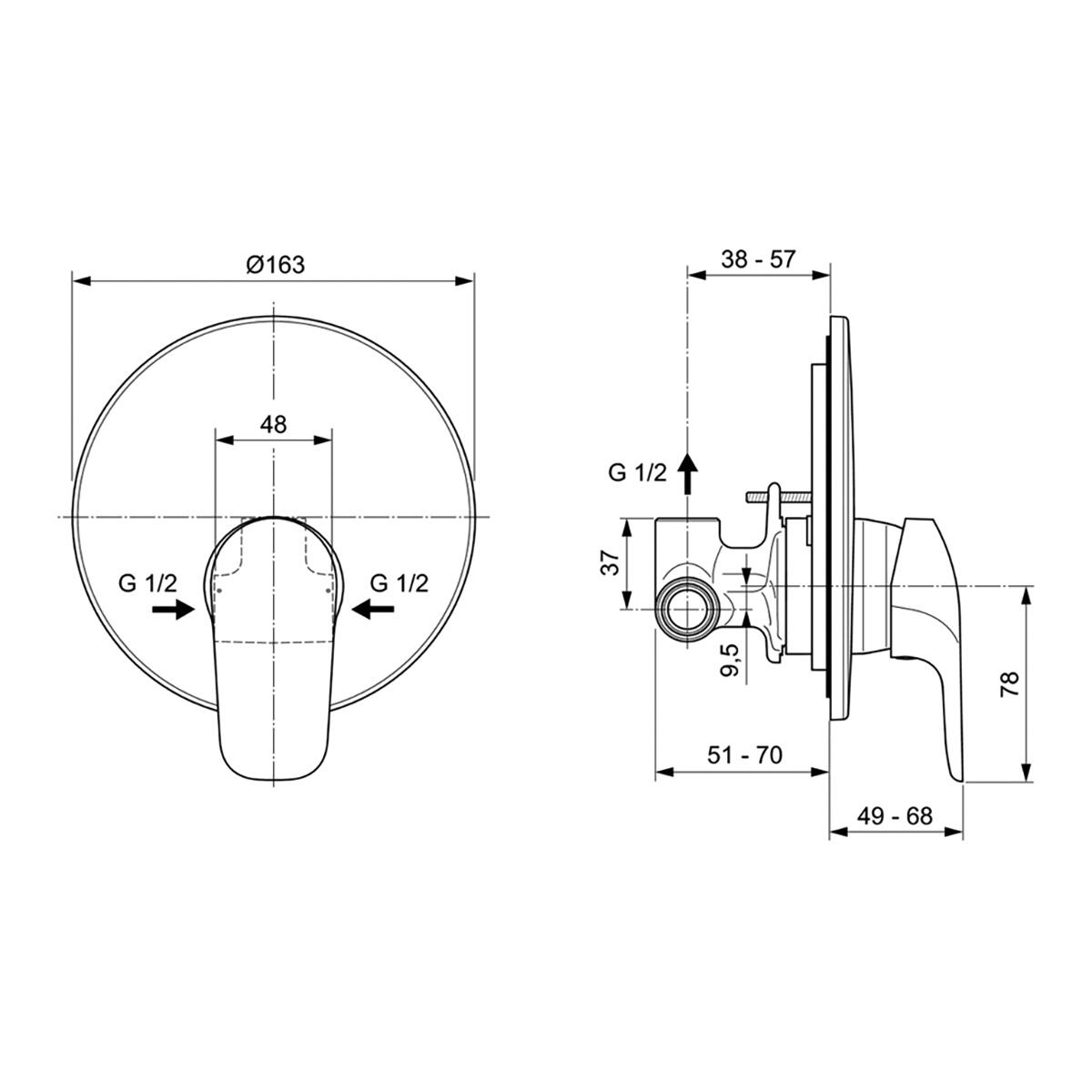 Rubinetto per lavabo ad incasso Base cromo lucido IDEAL STANDARD - 3