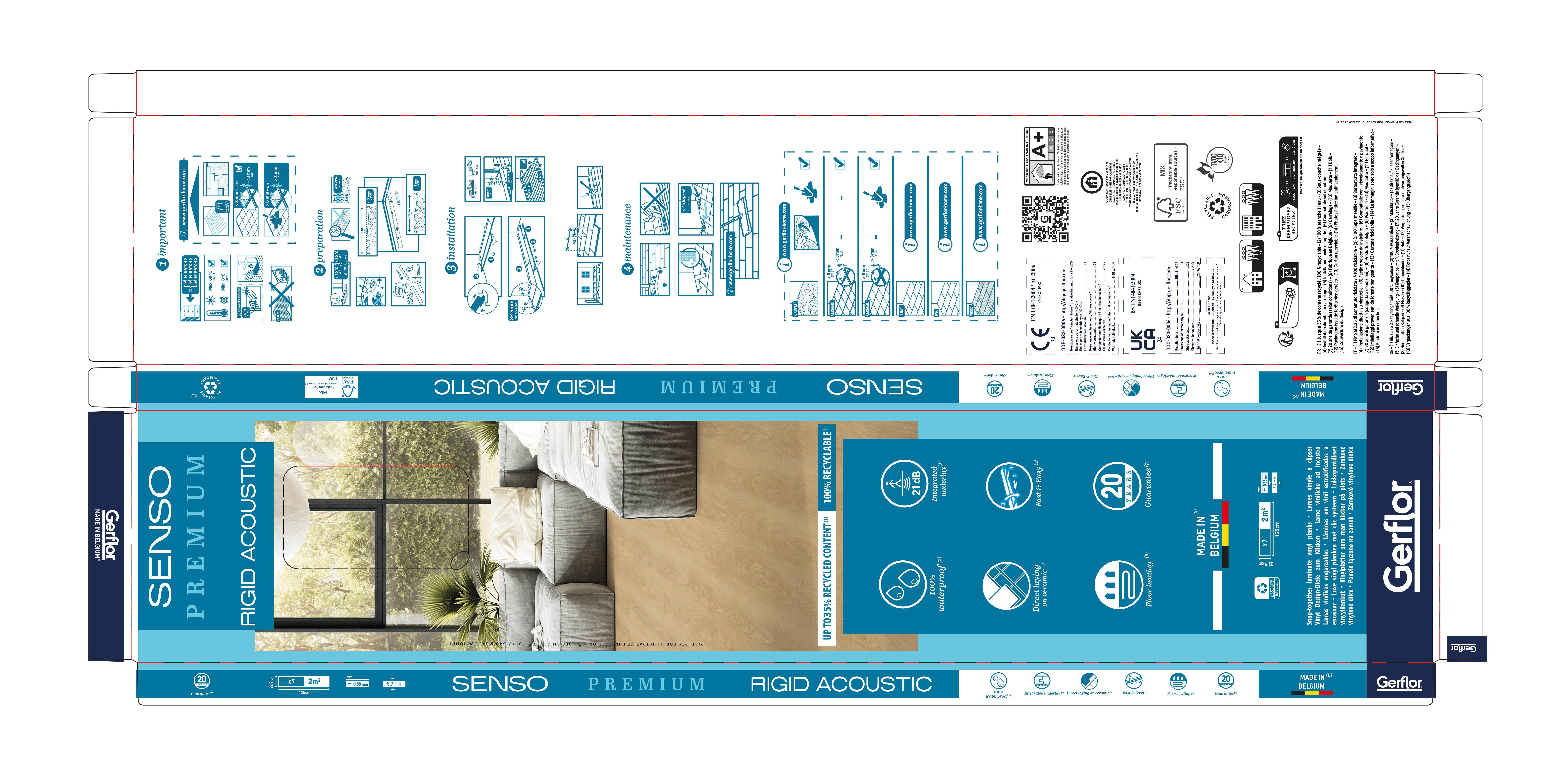 Pavimento vinílico de SPC click flutuante Gerflor SENSO MEADOW RIGID ACOUSTIC superior 5,7 mm com base - 7