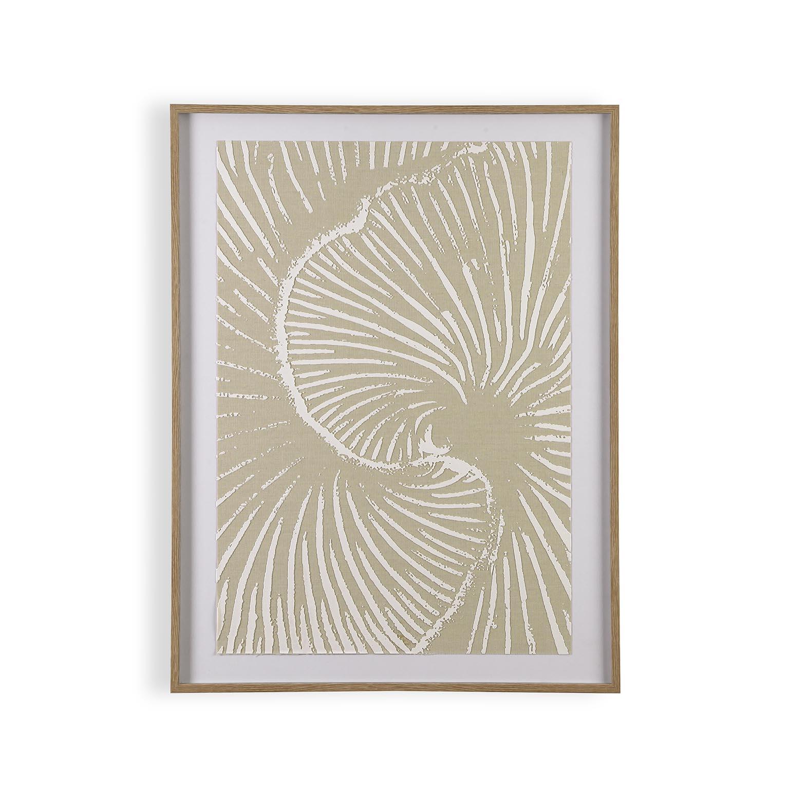 Cuadro pintura impresa enmarcada Abstracto rectangular de 60 x 80 cm. MDF Origo beige y blanco. Marco color Castaño - 2