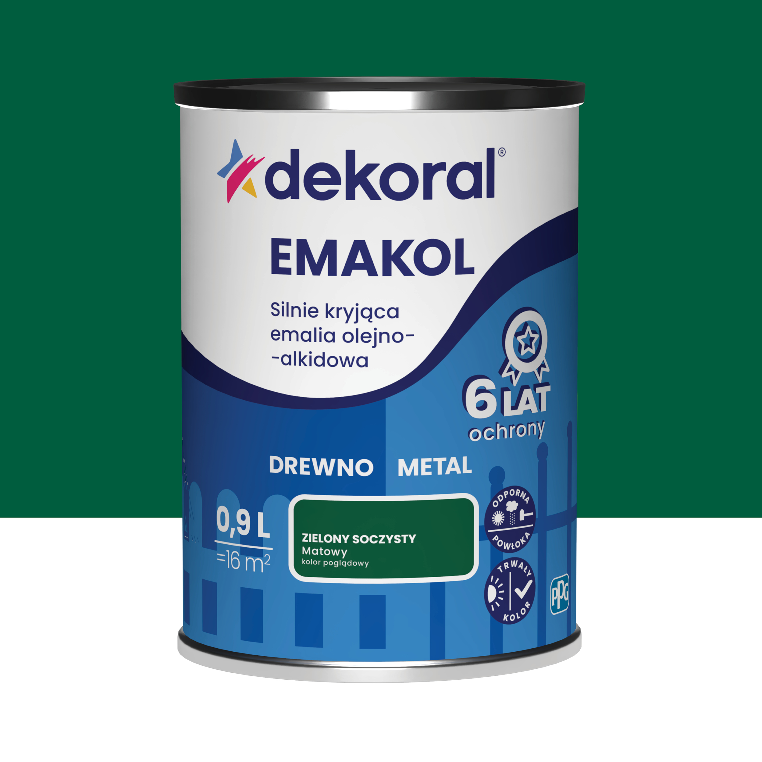 Emalia do drewna i metalu Dekoral Emakol zielony soczysty 0.9 l
