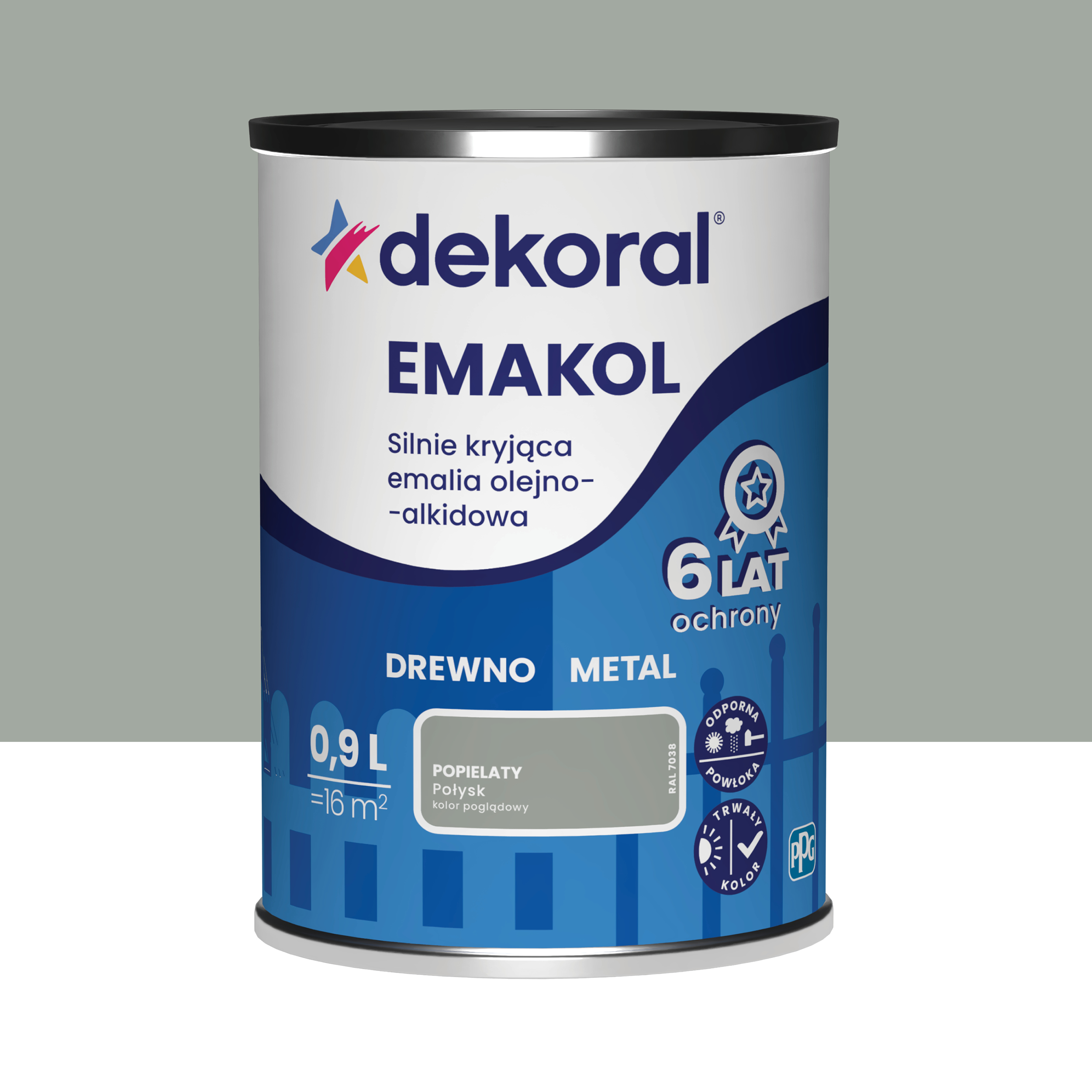 Emalia olejno-alkidowa Emakol drewno metal 0.9 l Popielaty Połysk Dekoral