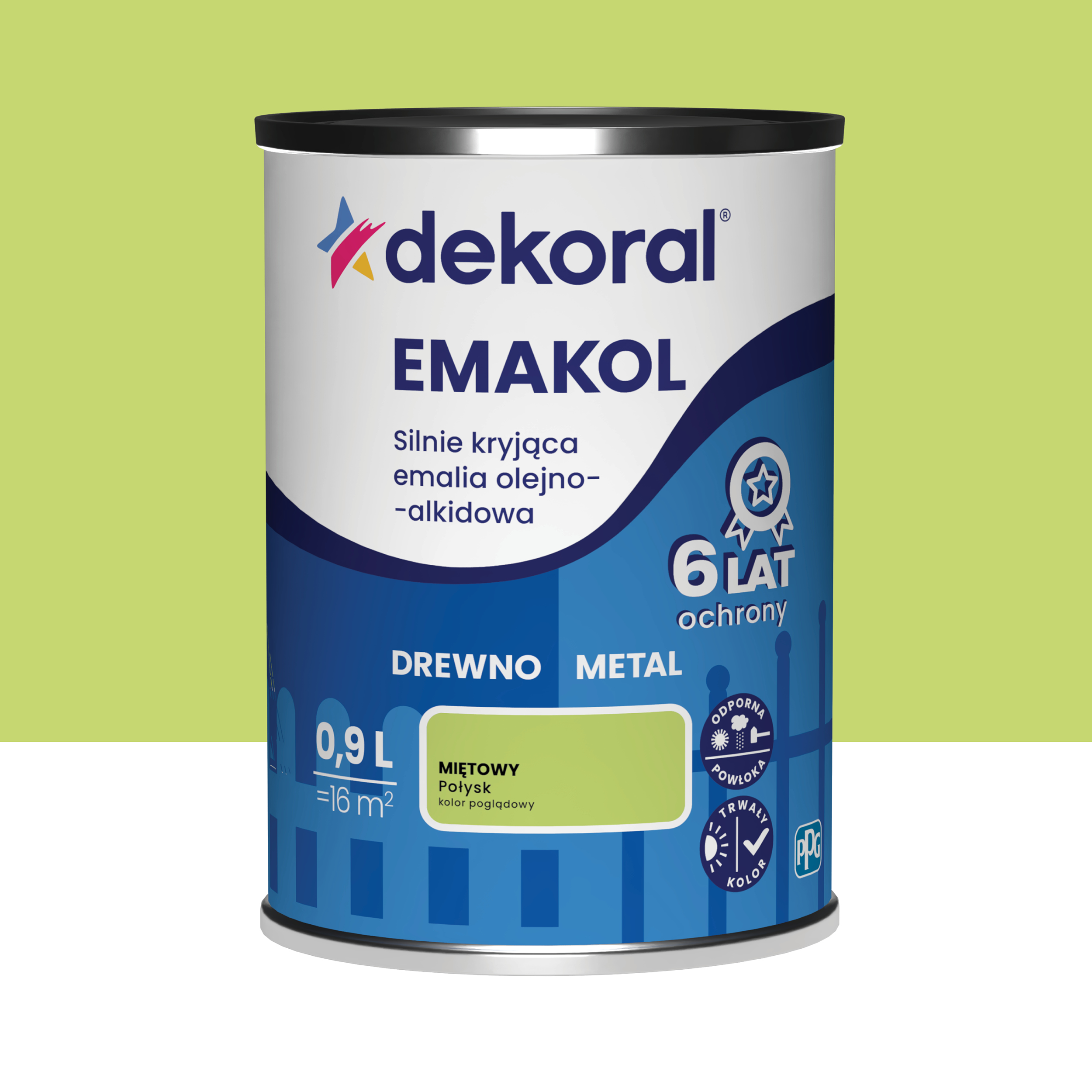 Emalia do drewna i metalu Dekoral Emakol miętowy połysk 0.9 l