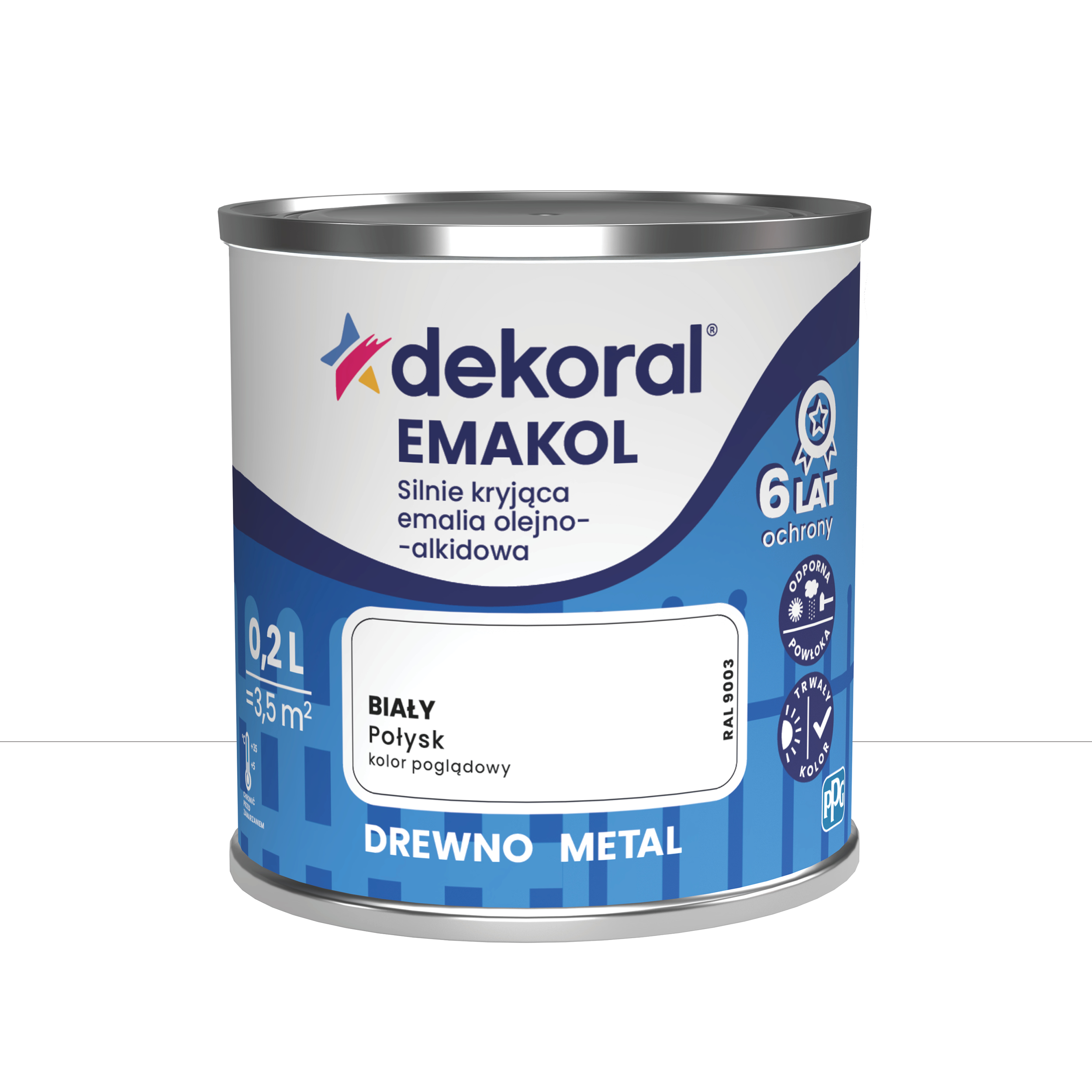 Emalia olejno-alkidowa Emakol drewno metal 0.2 l Biały Połysk Dekoral - 2