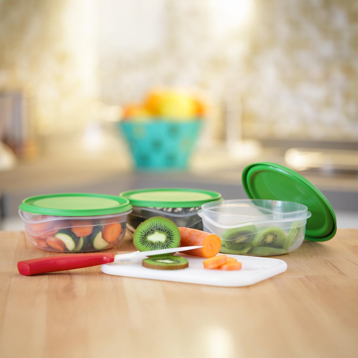 Contenitore per alimenti con coperchio 0.6 Lt Triplo PAVONI L 14 x H 10 cm, 3 pezzi, colore assortiti - 3