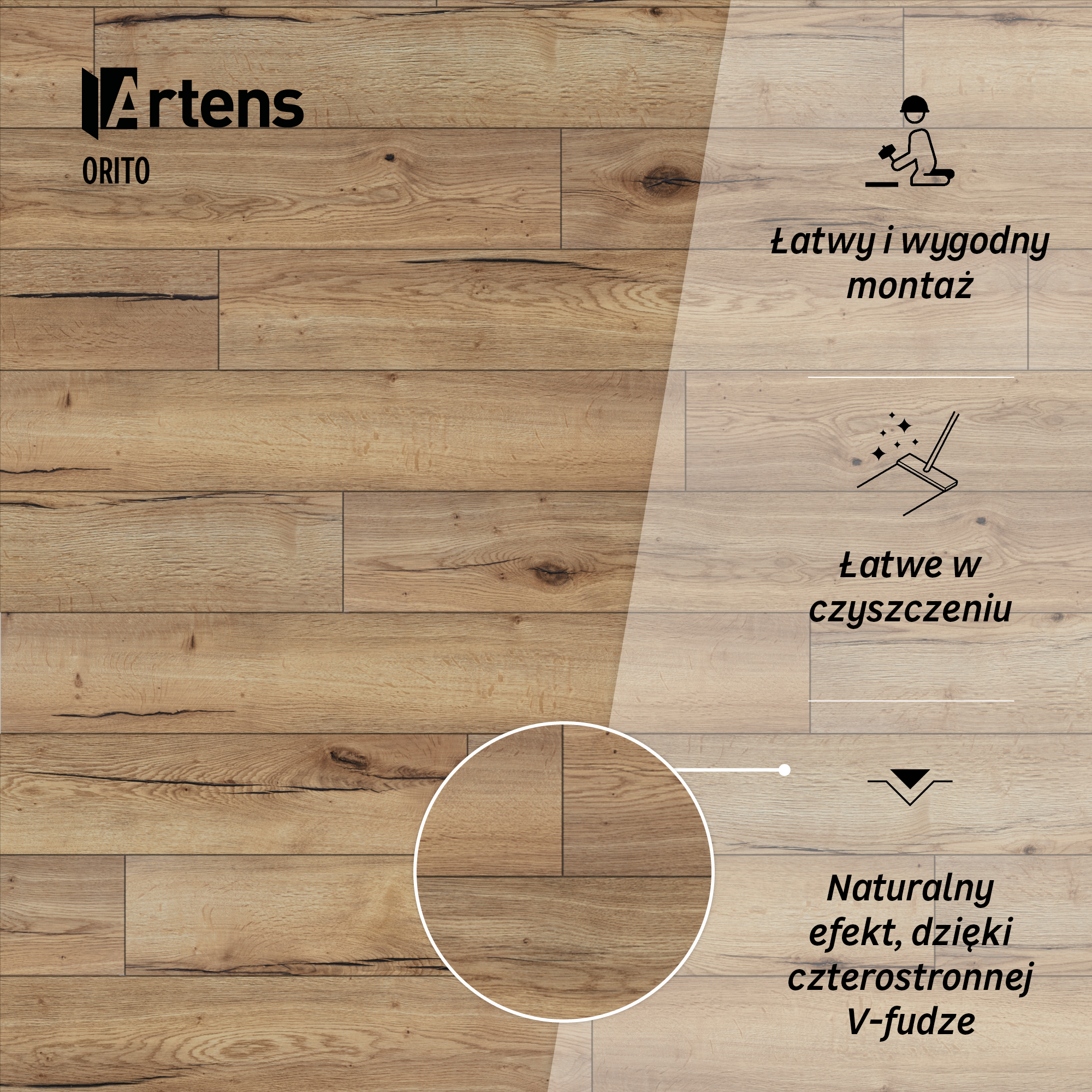 Panele podłogowe laminowane wodoodporne AC5 10 mm Artens Orito - 10