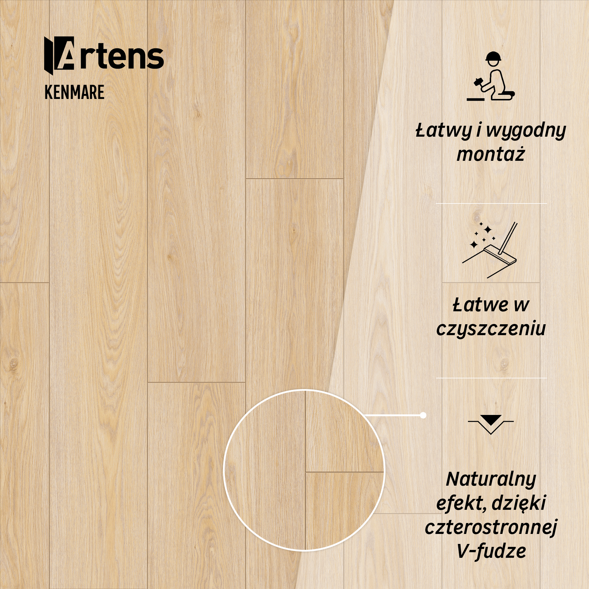 Panele podłogowe laminowane wodoodporne AC5 8 mm Artens Kenmare struktura naturalnego drewna - 16