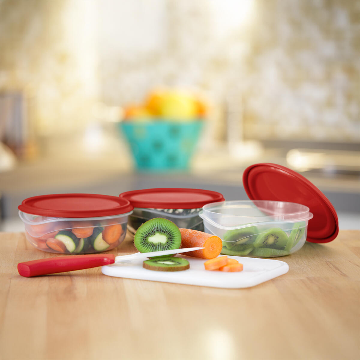 Contenitore per alimenti con coperchio 0.6 Lt Triplo PAVONI L 14 x H 10 cm, 3 pezzi, colore assortiti - 2