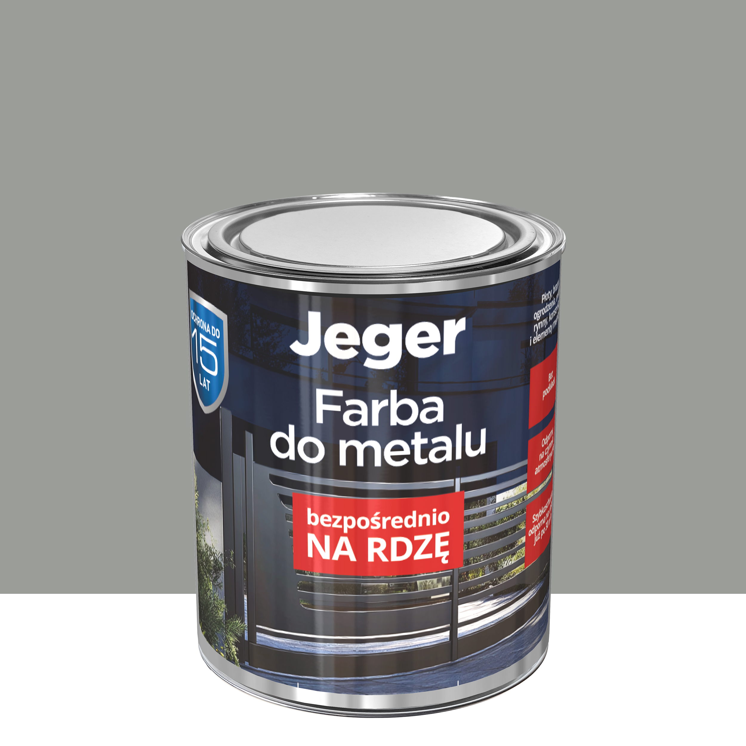 Farba do metalu na rdzę 0.7 l szara matowa Jeger