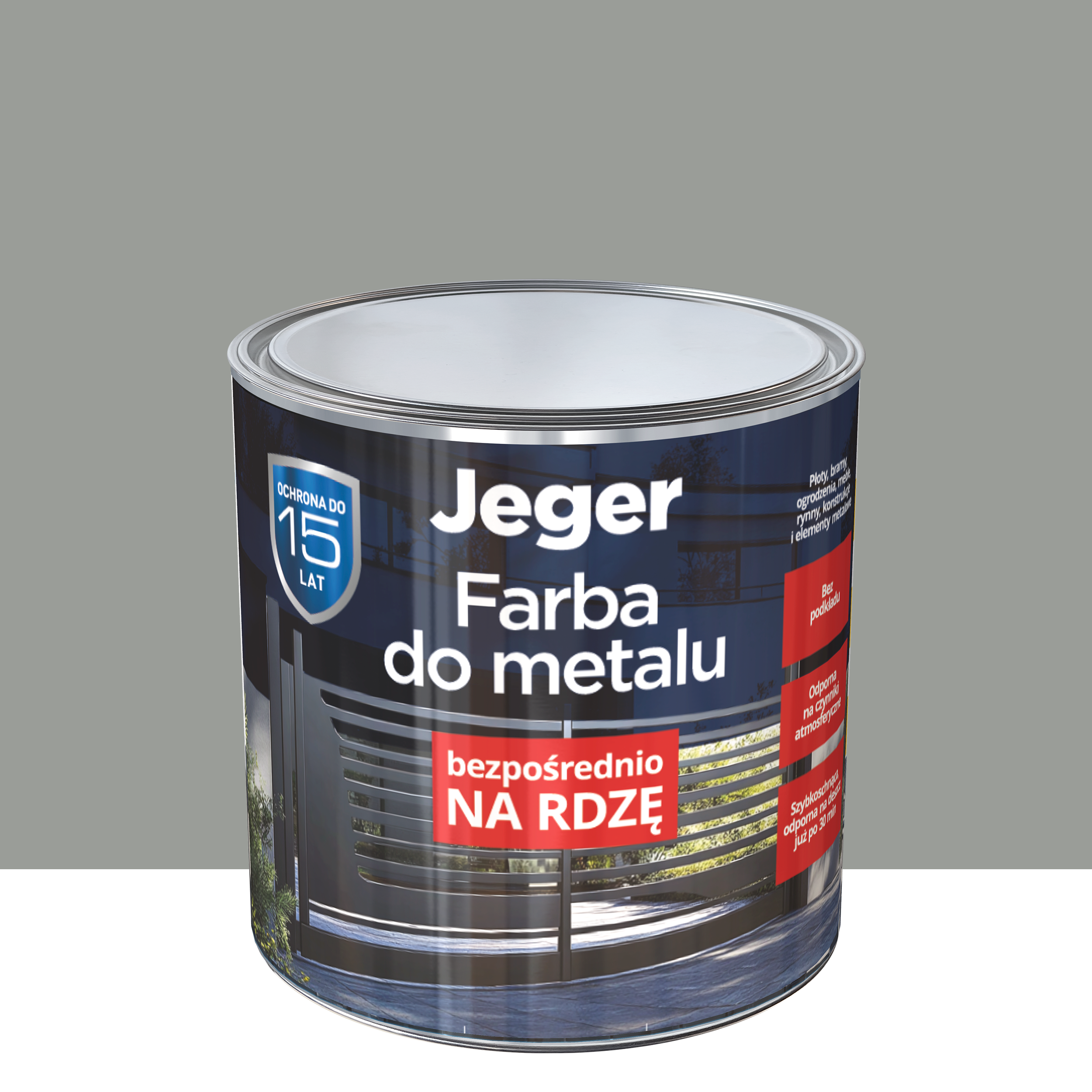 Farba do metalu na rdzę 2.5 l szara półmat Jeger