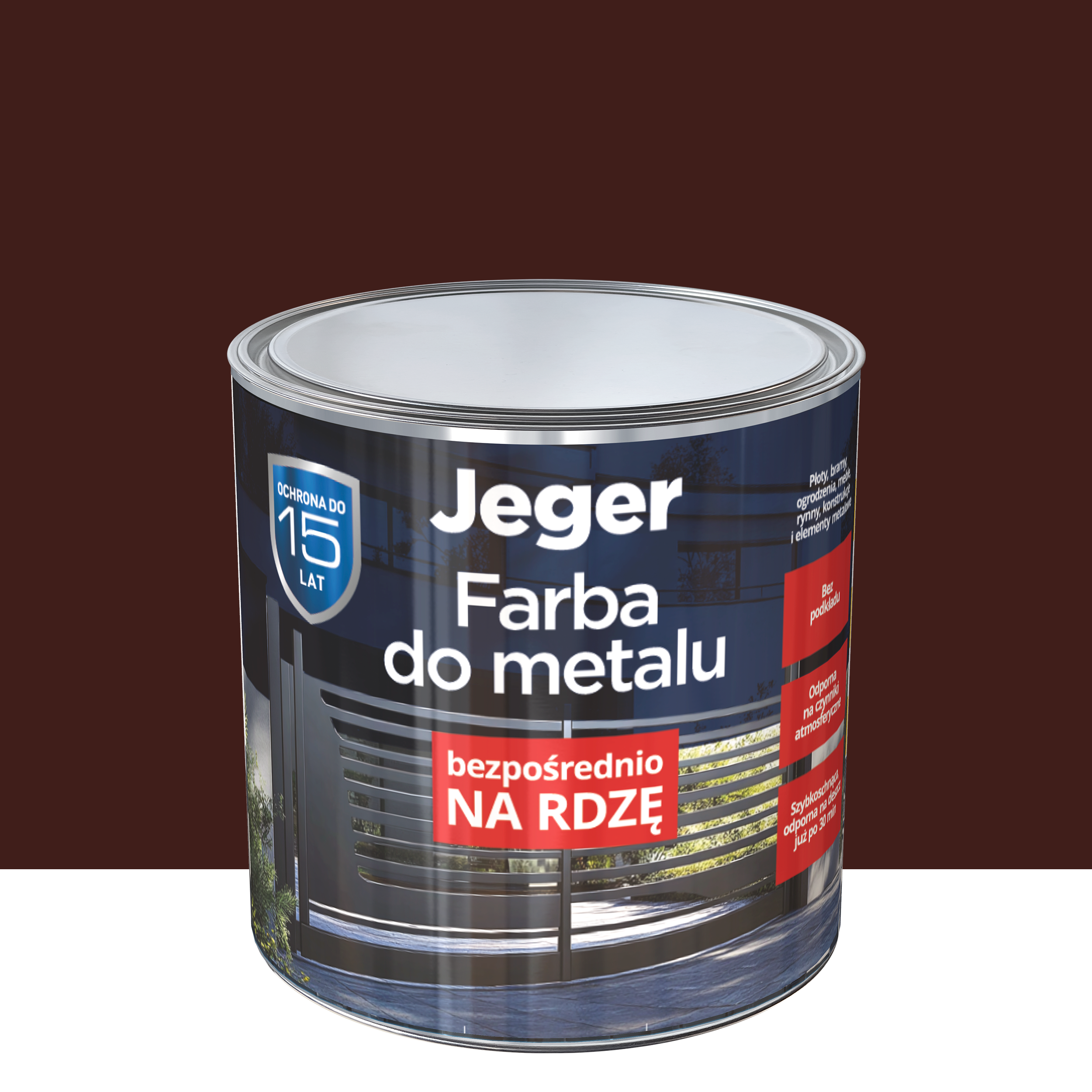 Farba do metalu na rdzę 2.5 l brązowa półmat Jeger