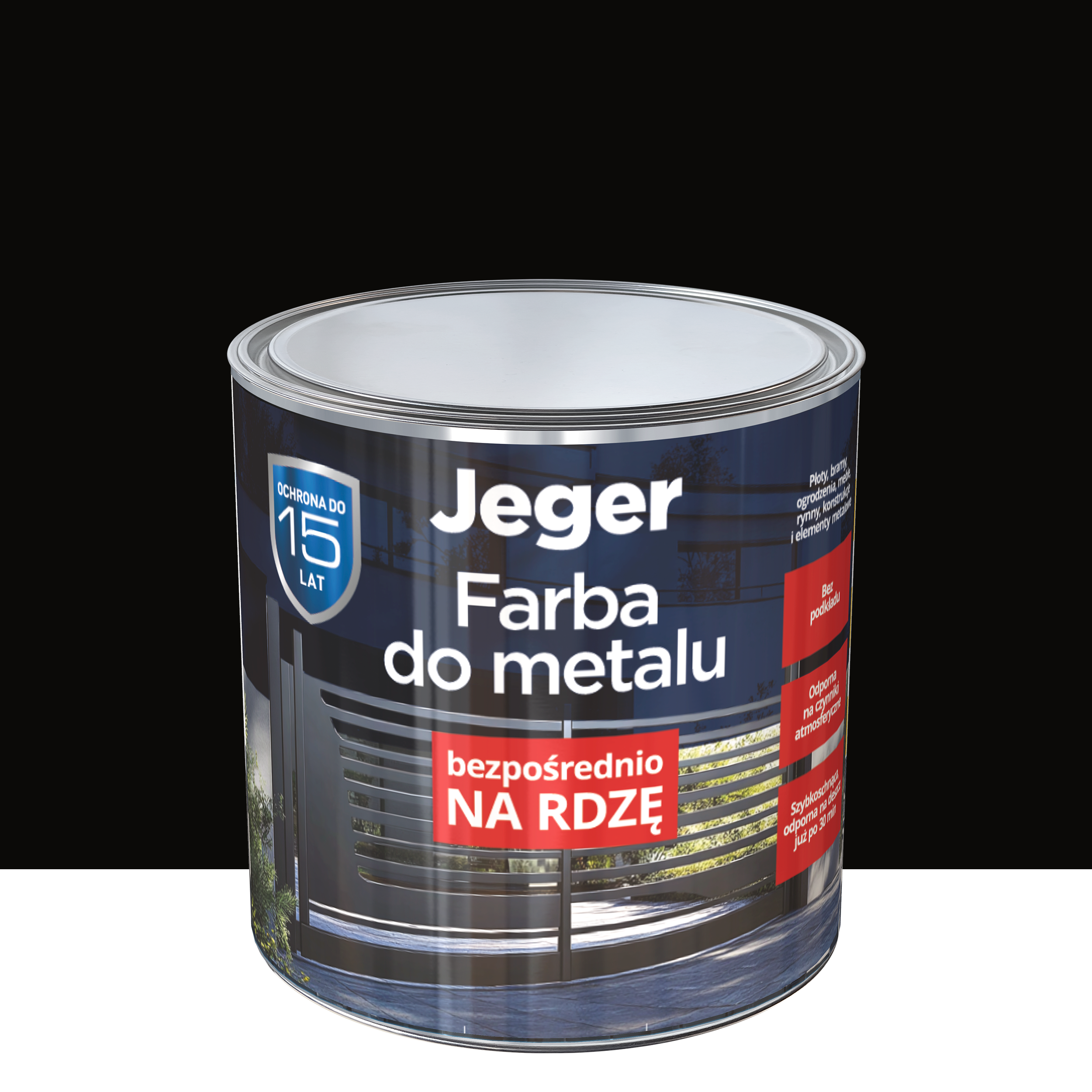 Farba do metalu na rdzę 2.5 l czarna połysk Jeger